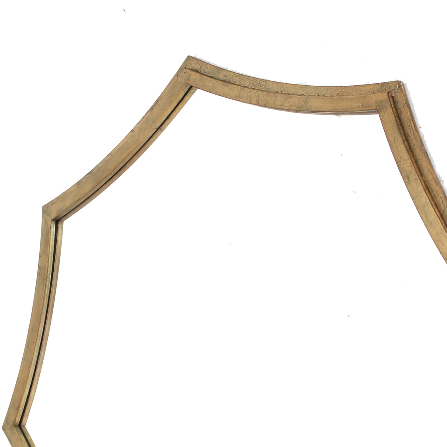 Wooden Wall Mirror With Curved Hexagram Shape Frame Brown
