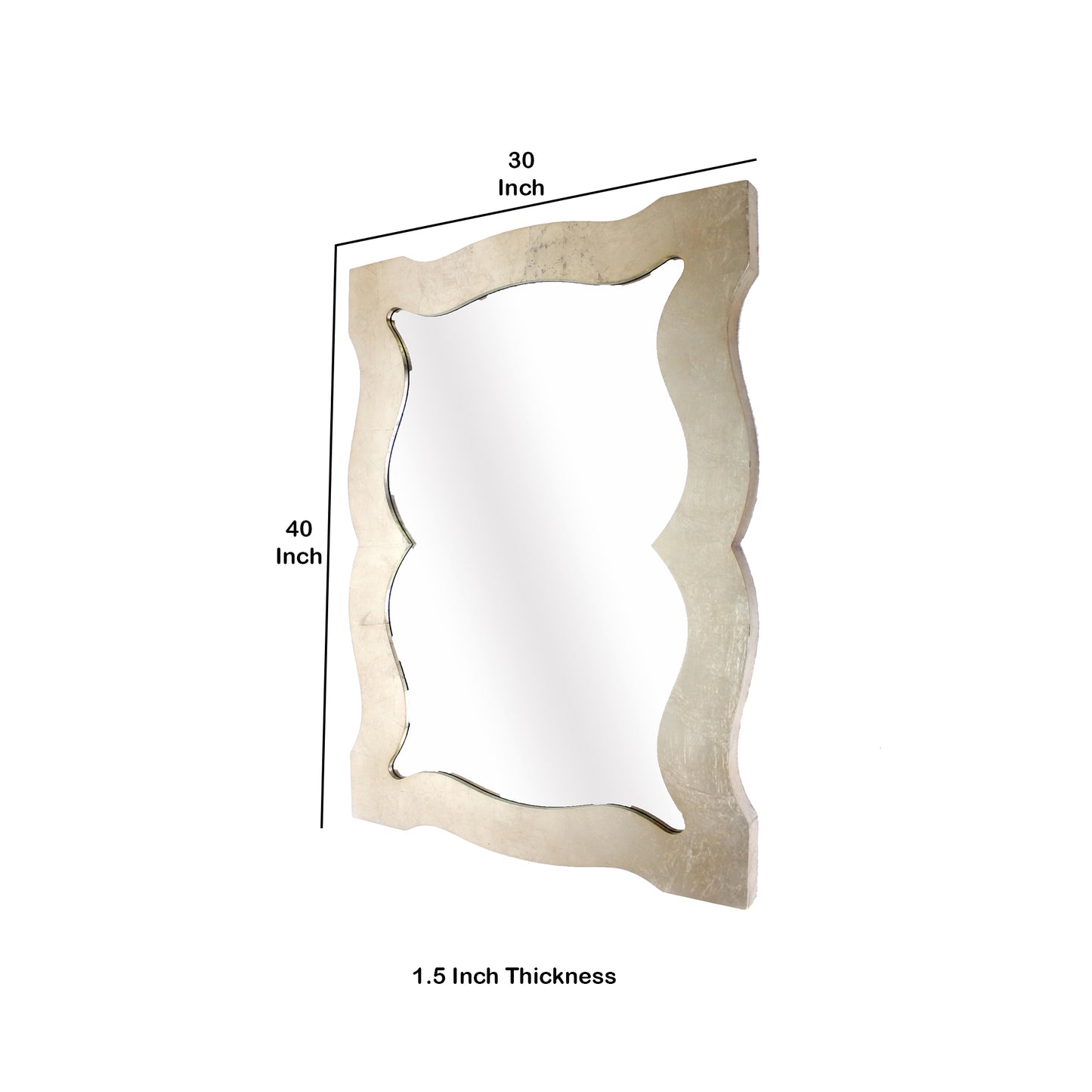 Traditional Style Wooden Wall Mirror With Bevelled Edges Gold