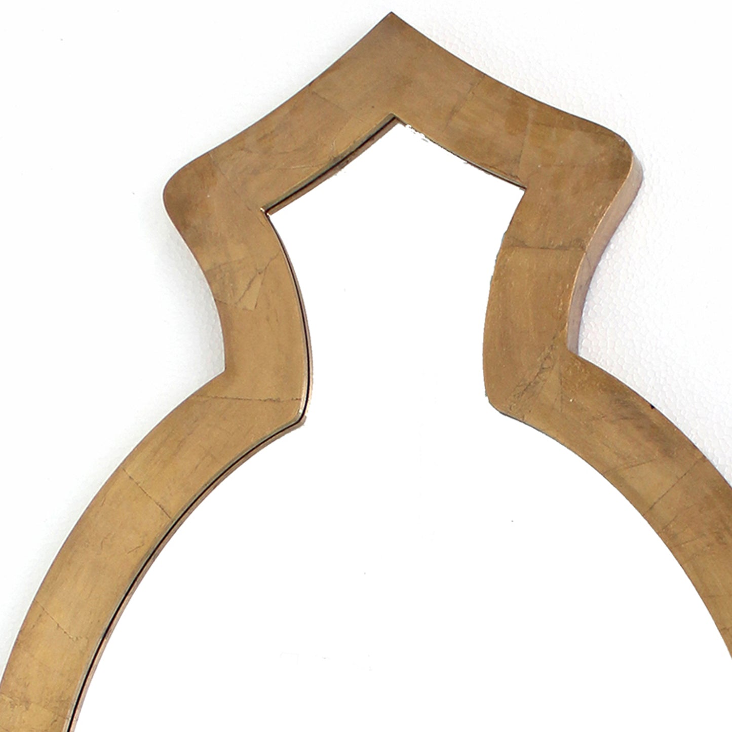 Contemporary Wooden Wall Mirror With Quatrefoil Shape Design Gold