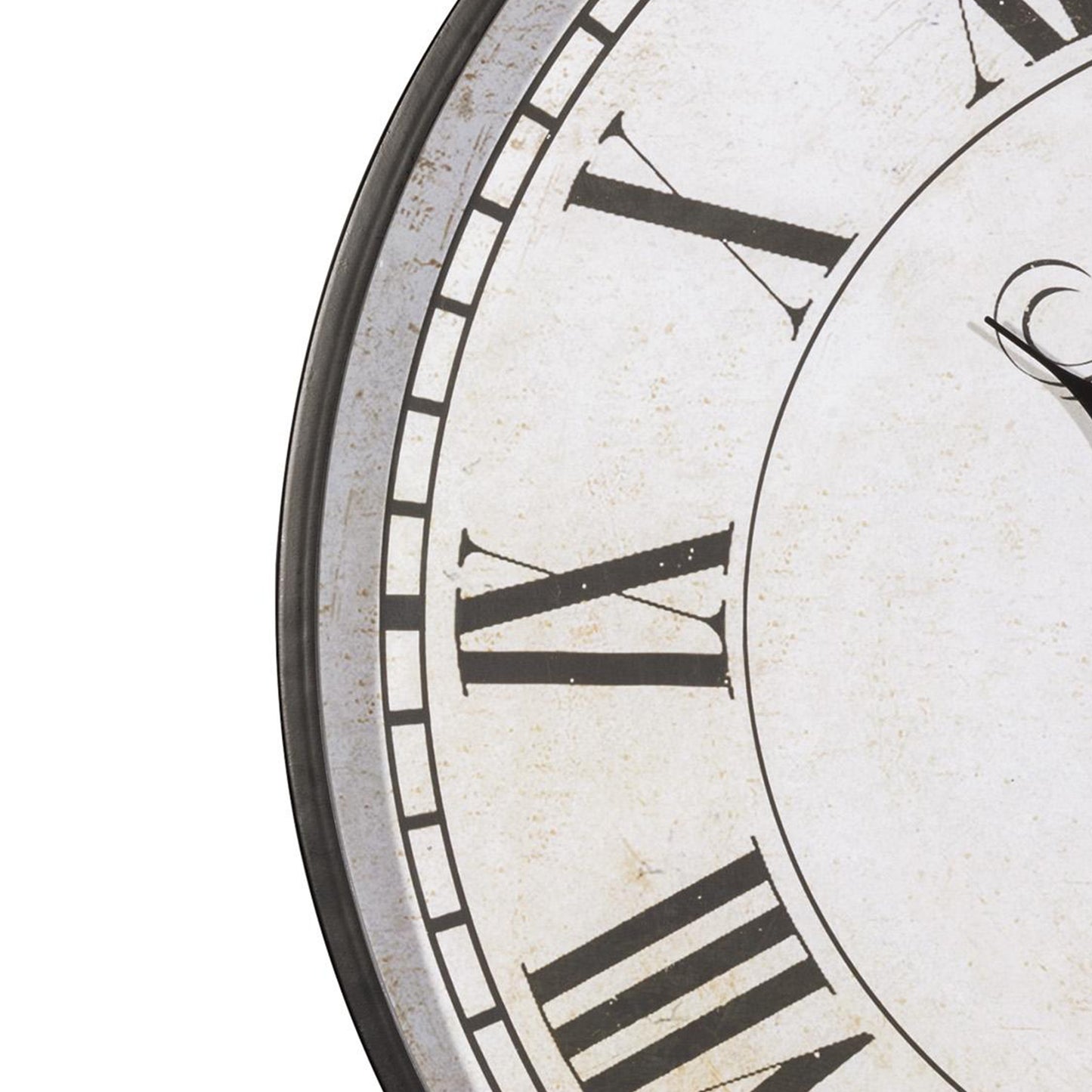 Round Metal Wall Clock With Roman Numerals Black And White