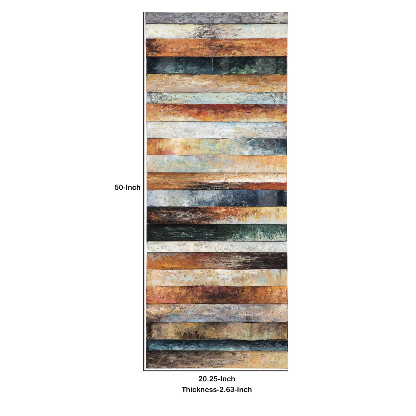 Plank Style Rectangular Wood And Metal Wall Decor Multicolor