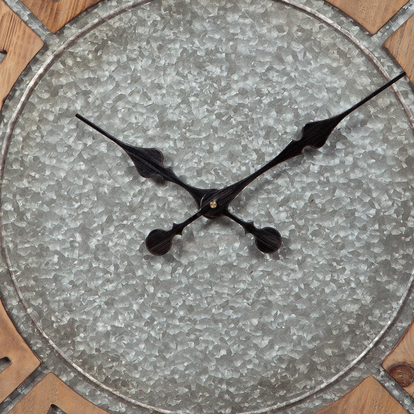 Round Wooden Frame Wall Clock With Metal Accents Brown And Gray
