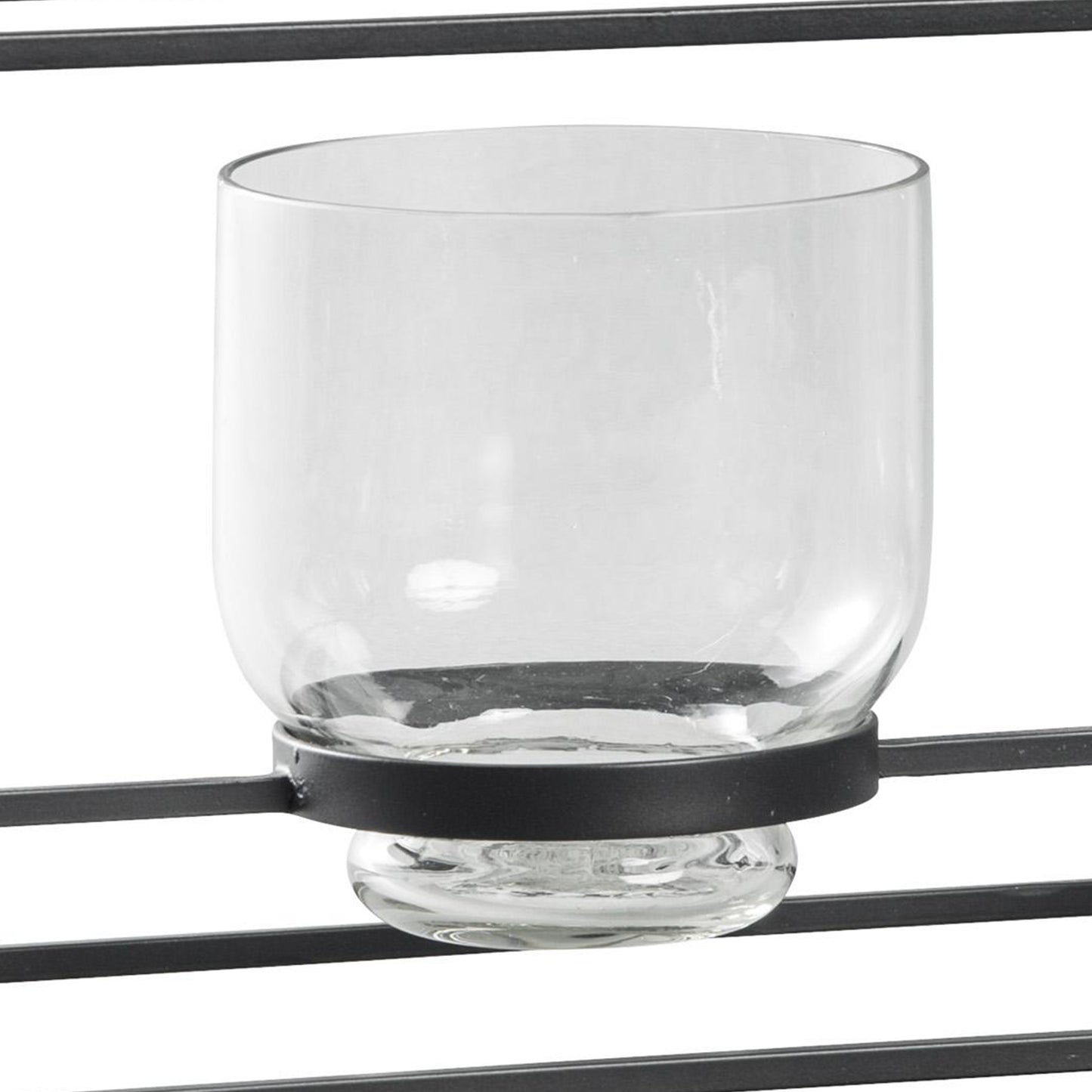 3 Glass Hurricane Candle Holders With Metal Frame Black And Gold