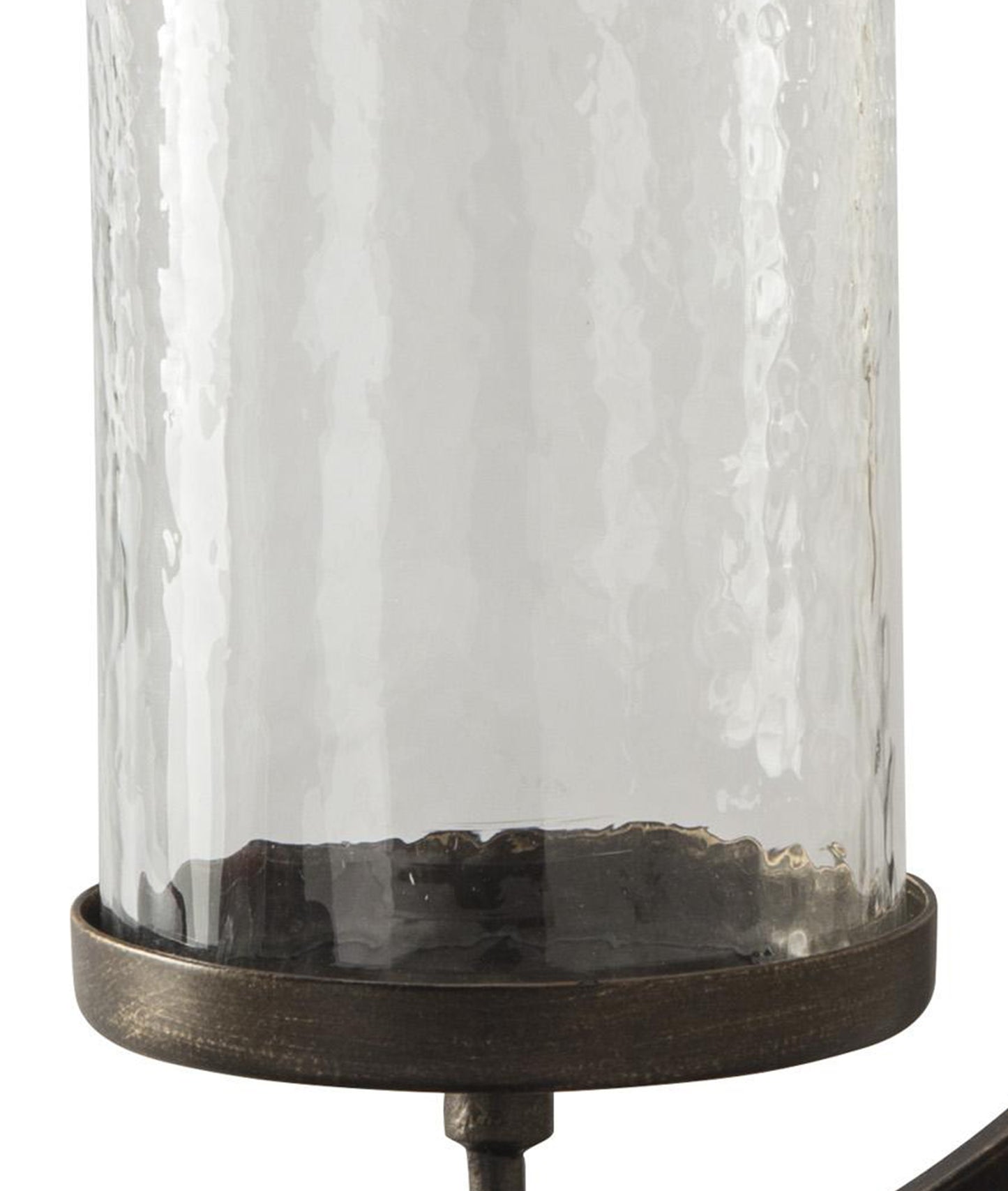 Round Metal Candle Holder With Rectangular Base Brown And Clear