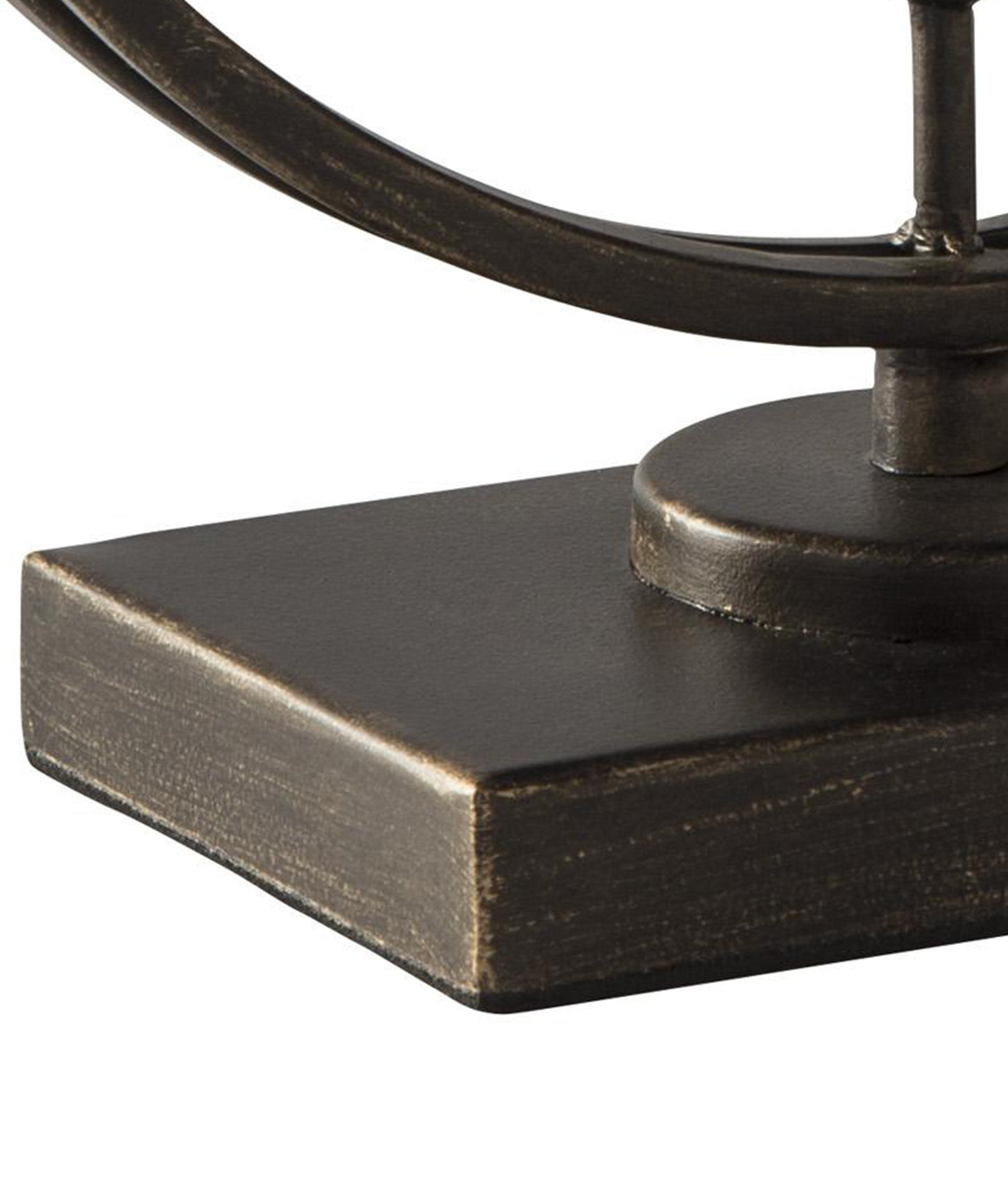 Round Metal Candle Holder With Rectangular Base Brown And Clear