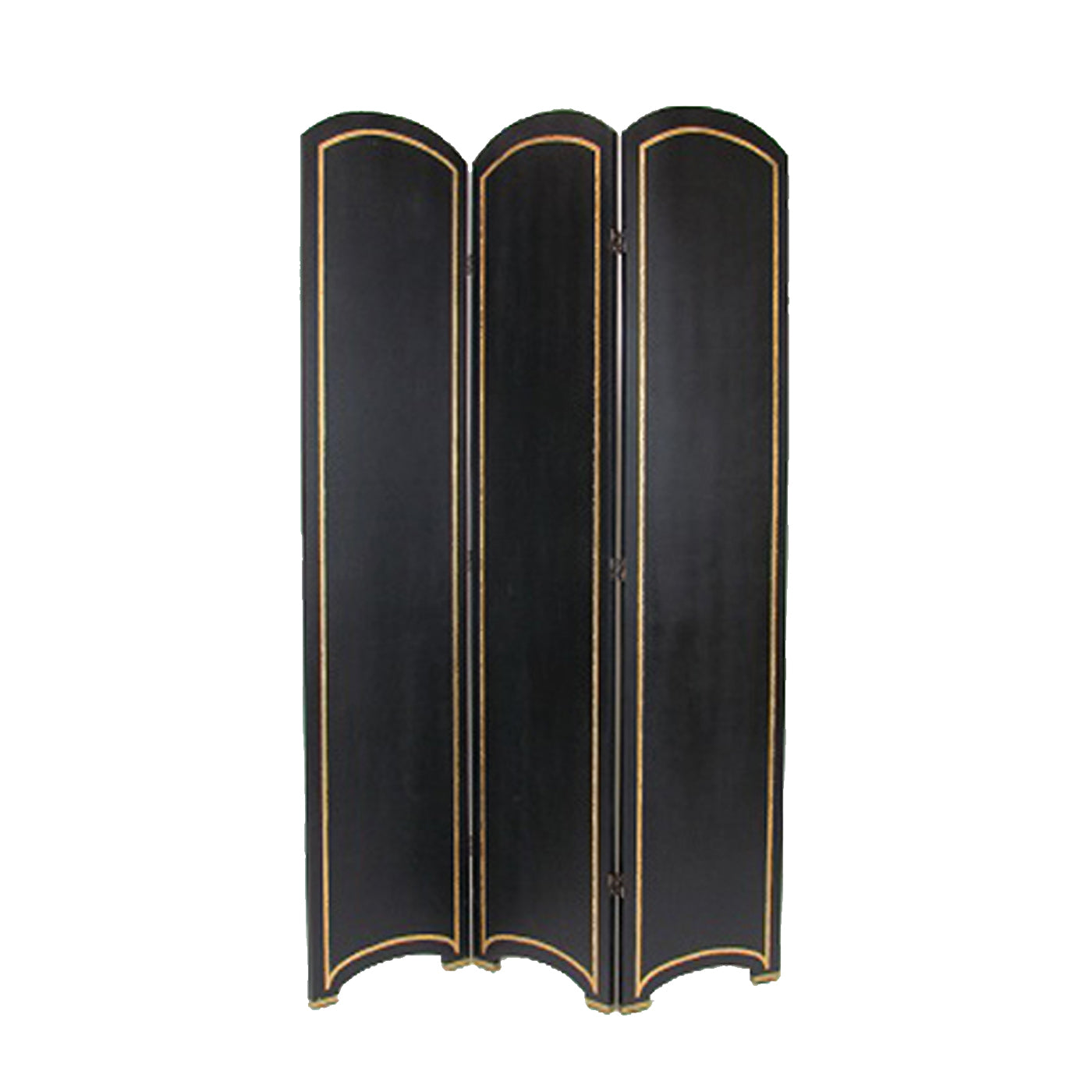 Foldable 3 Panel Room Divider with Traditional Print,Black and Gold