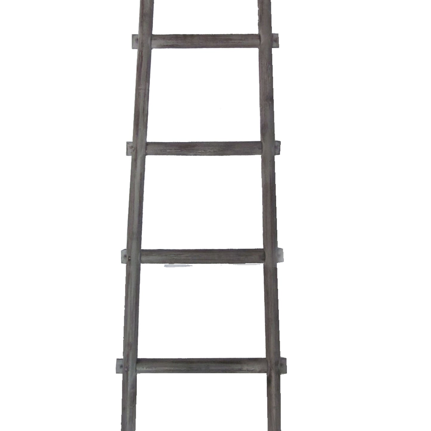 Transitional Style Wooden Decor Ladder With 5 Steps Gray