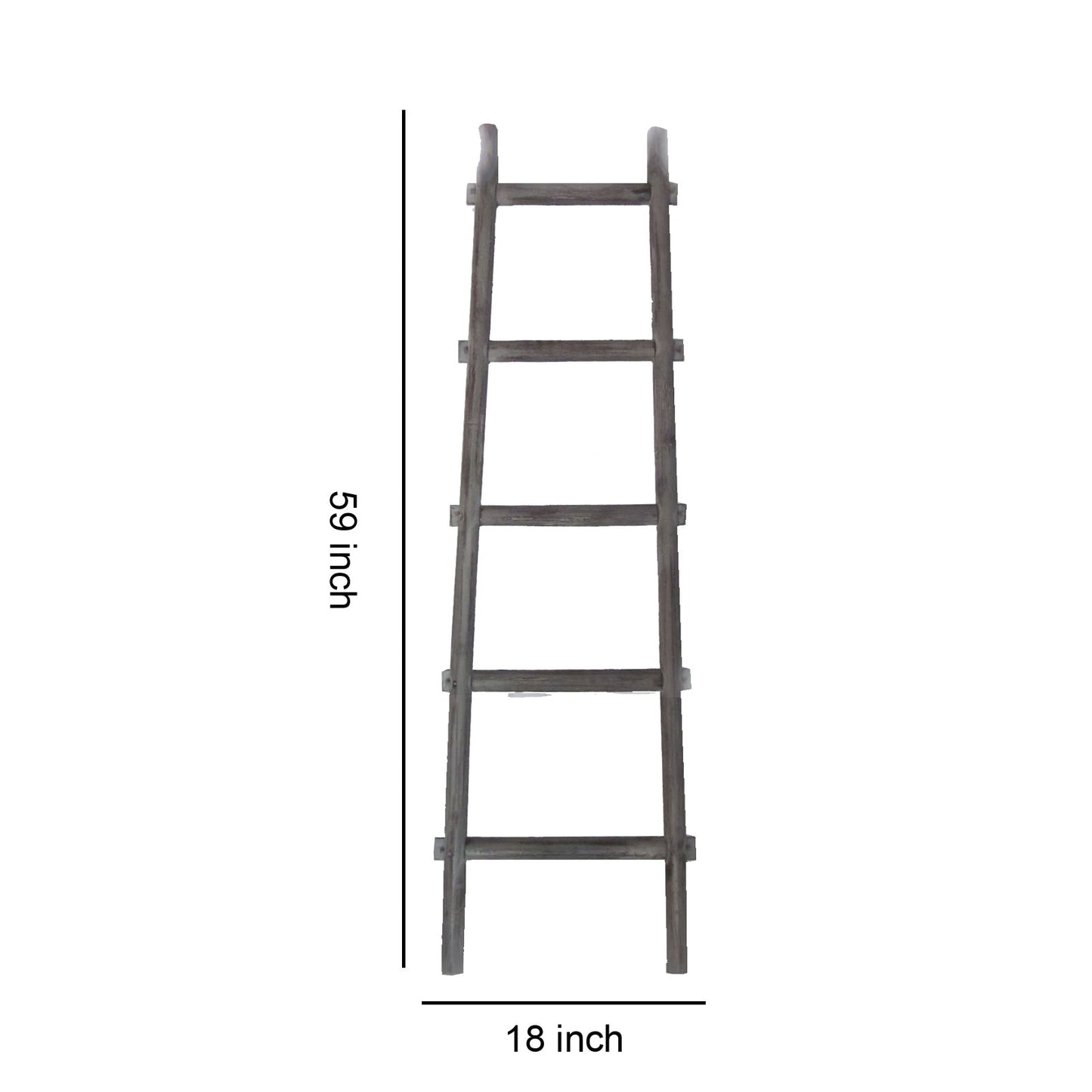 Transitional Style Wooden Decor Ladder With 5 Steps Gray