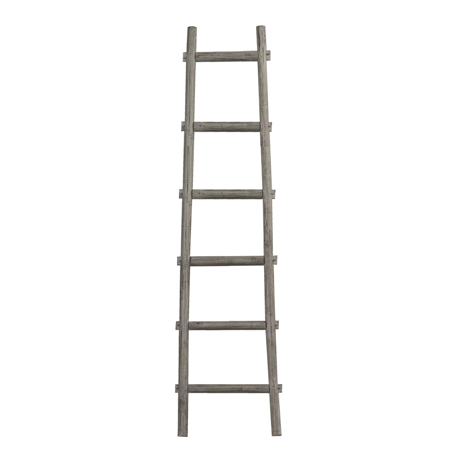 Transitional Style Wooden Decor Ladder With 6 Steps Gray