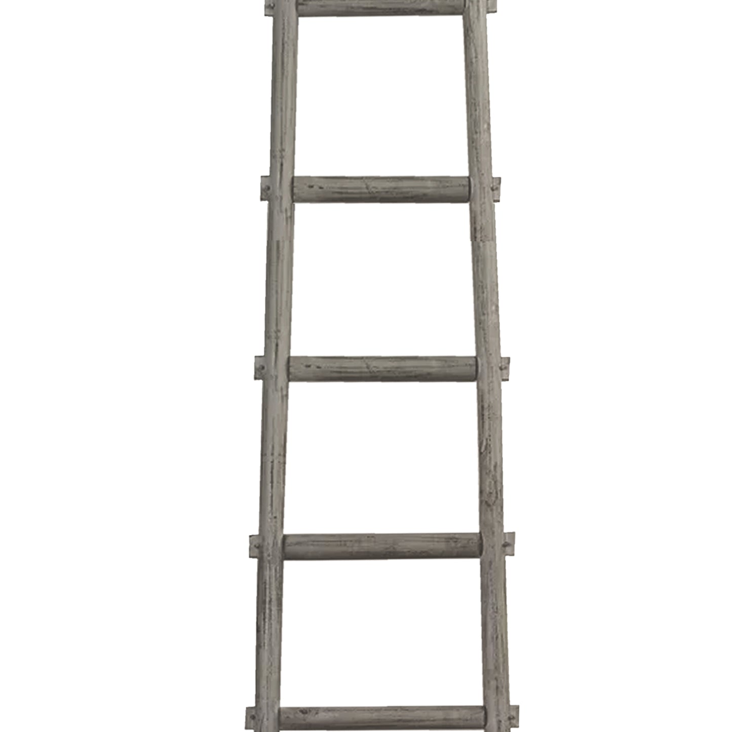 Transitional Style Wooden Decor Ladder With 6 Steps Gray