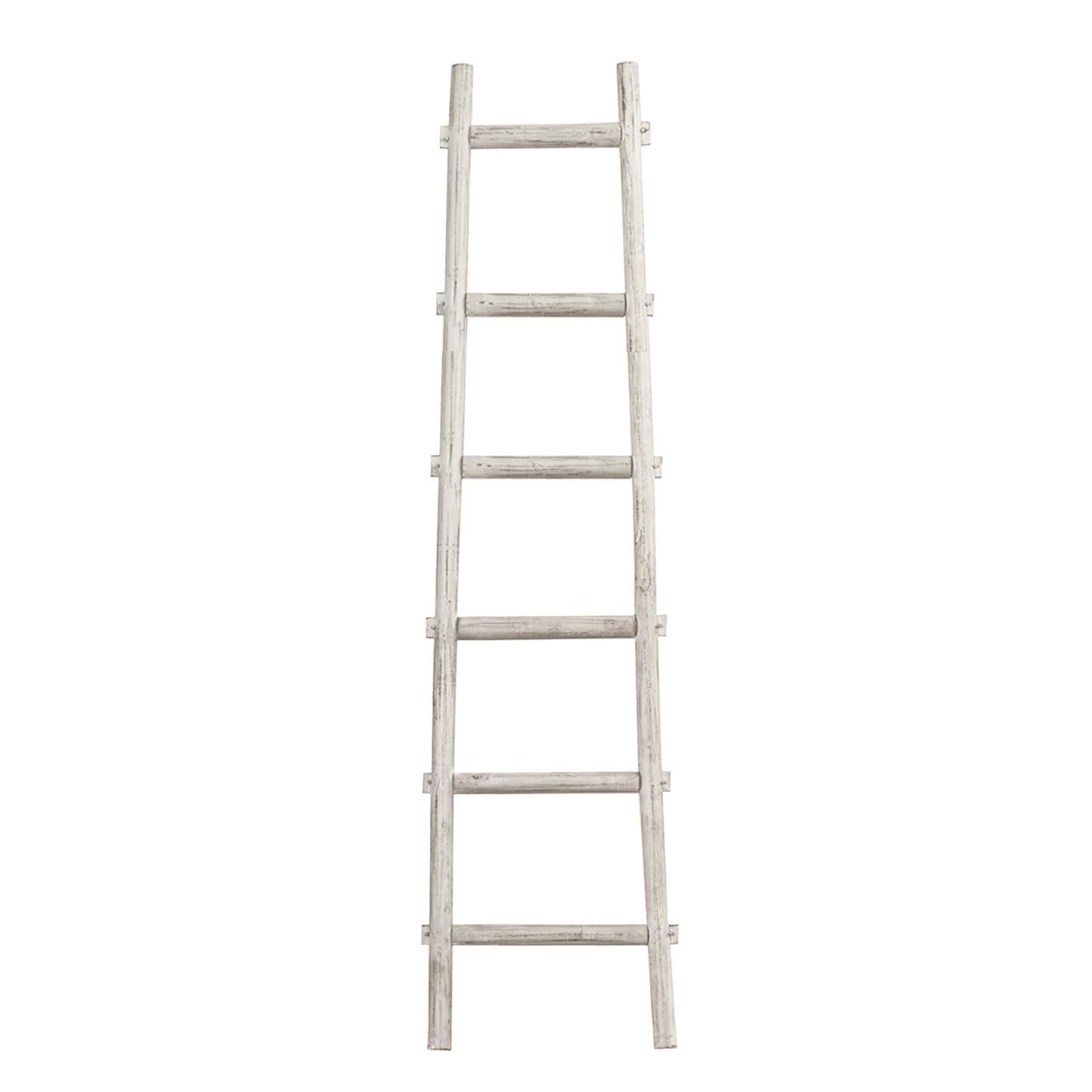 Transitional Style Wooden Decor Ladder With 6 Steps White
