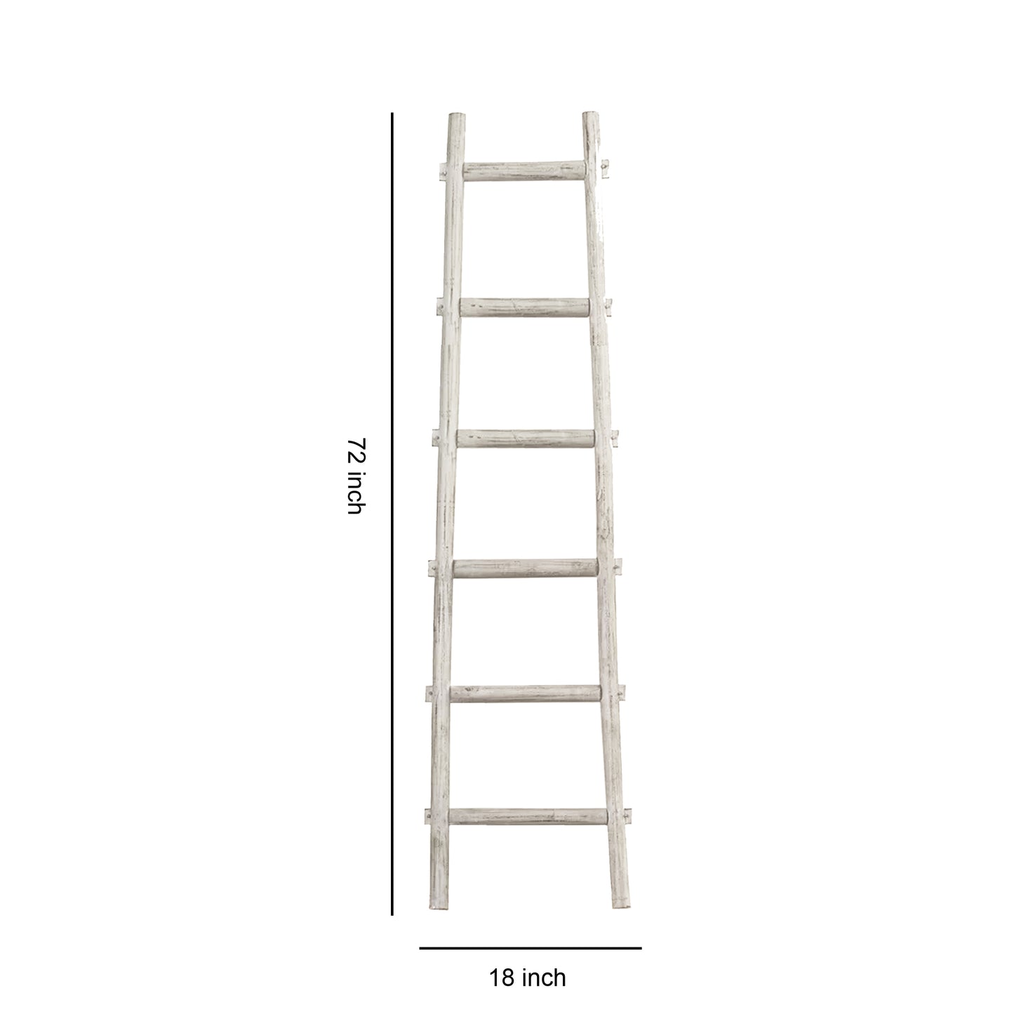 Transitional Style Wooden Decor Ladder With 6 Steps White