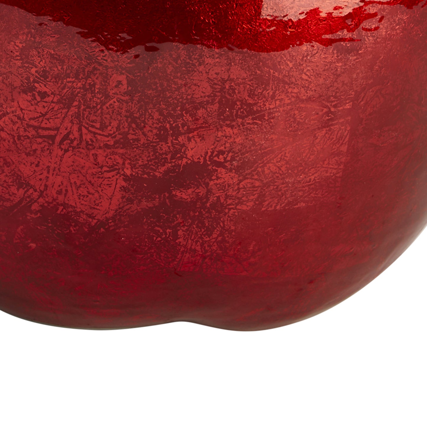 13 Inch Aluminum Apple Accent Decor With Branch And Leaf Red And Silver