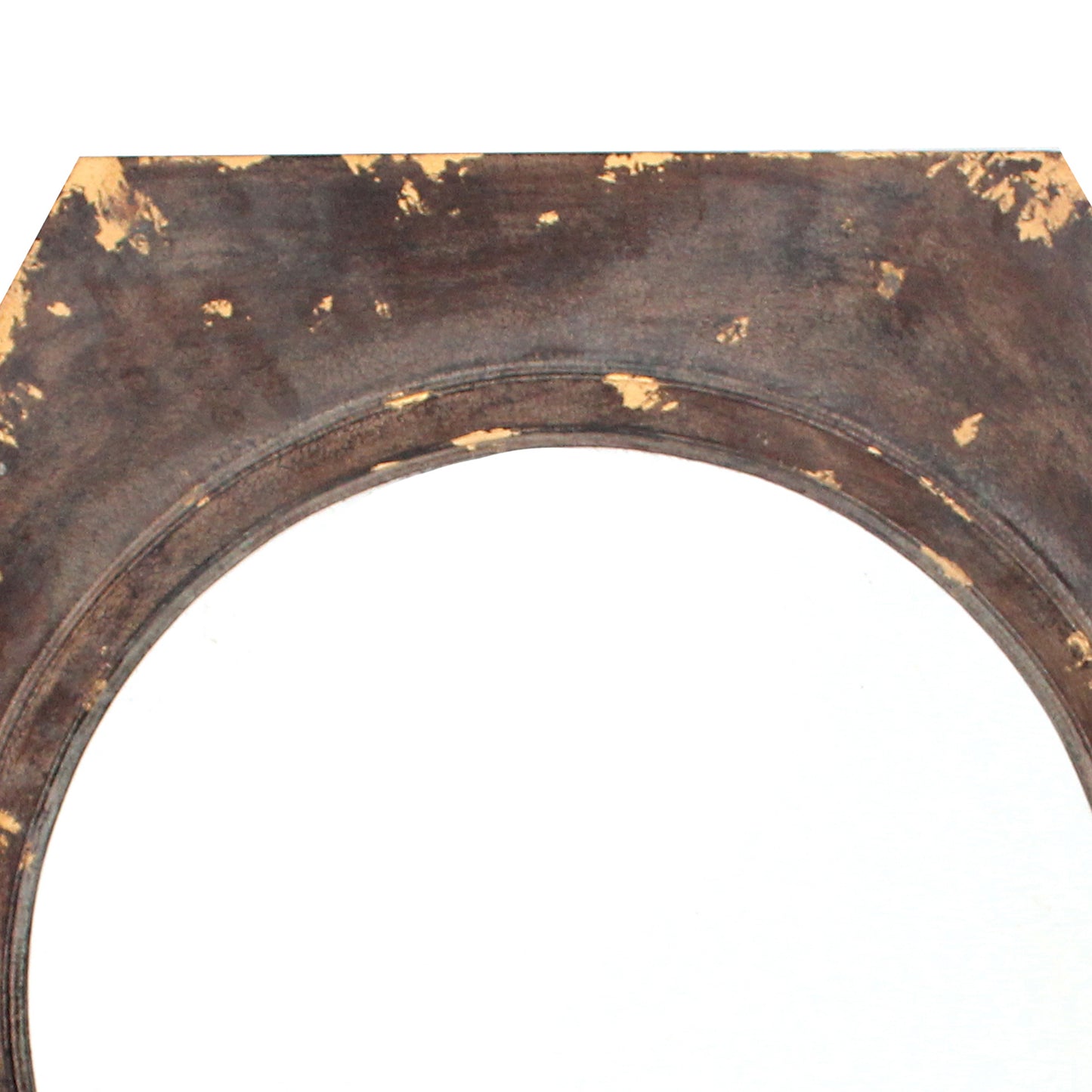 Rustic Style Wooden Wall Mirror With Hexagonal Frame Silver And Brown