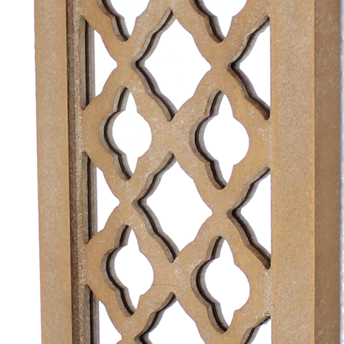 Wooden Rectangular Candle Holder With Quatrefoil Pattern Brown And Silver
