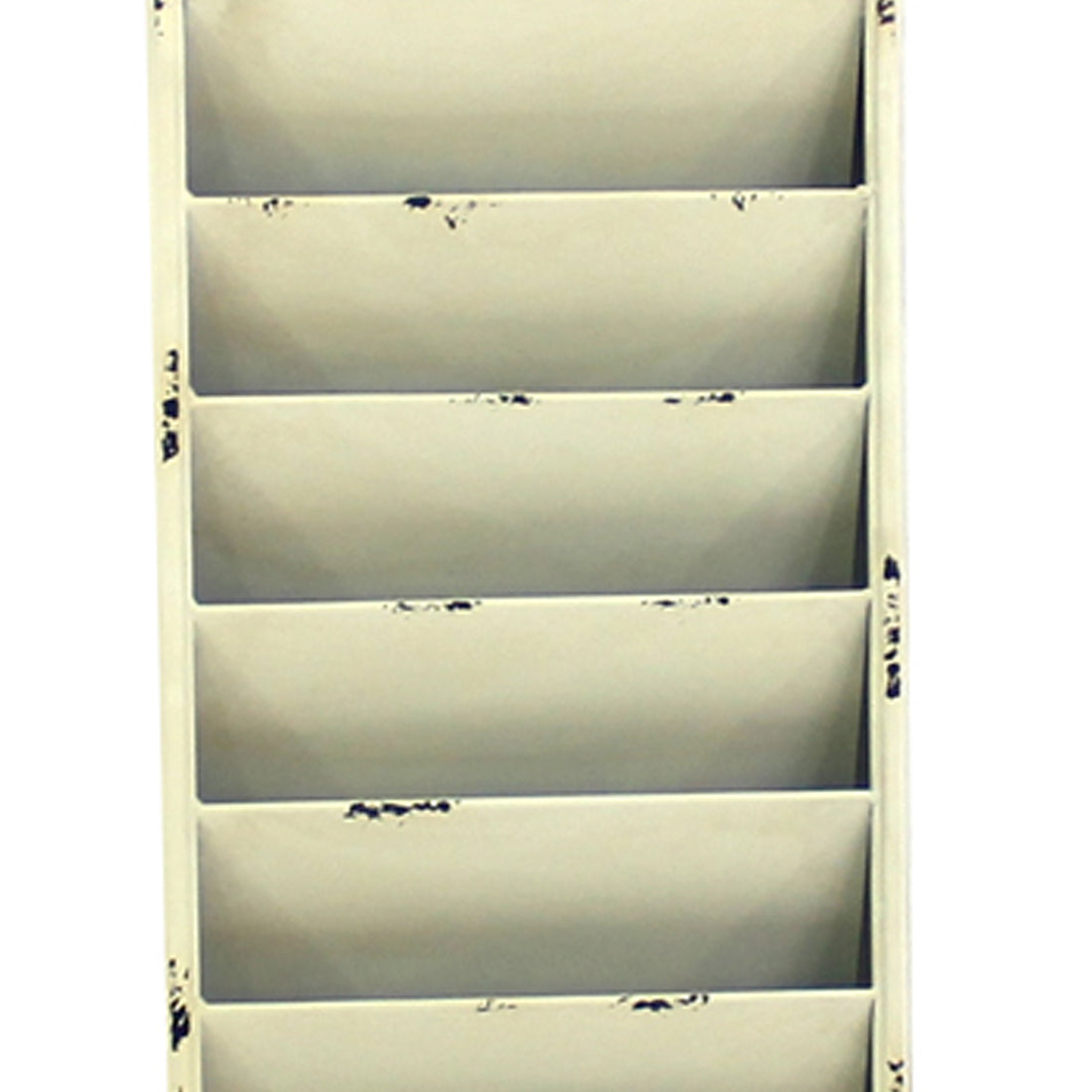 Antique Rustic Style Clock Design Wall Organizer With 6 Slots White