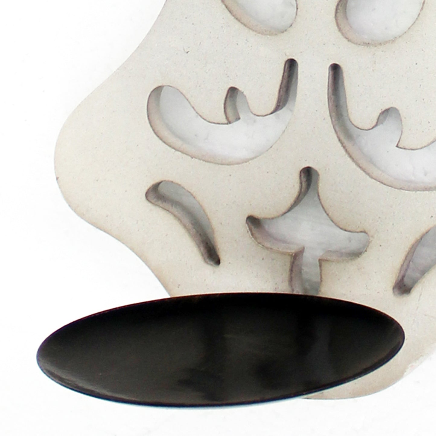 Cross Shaped Wooden Candle Holder With Scrolled Engravings White