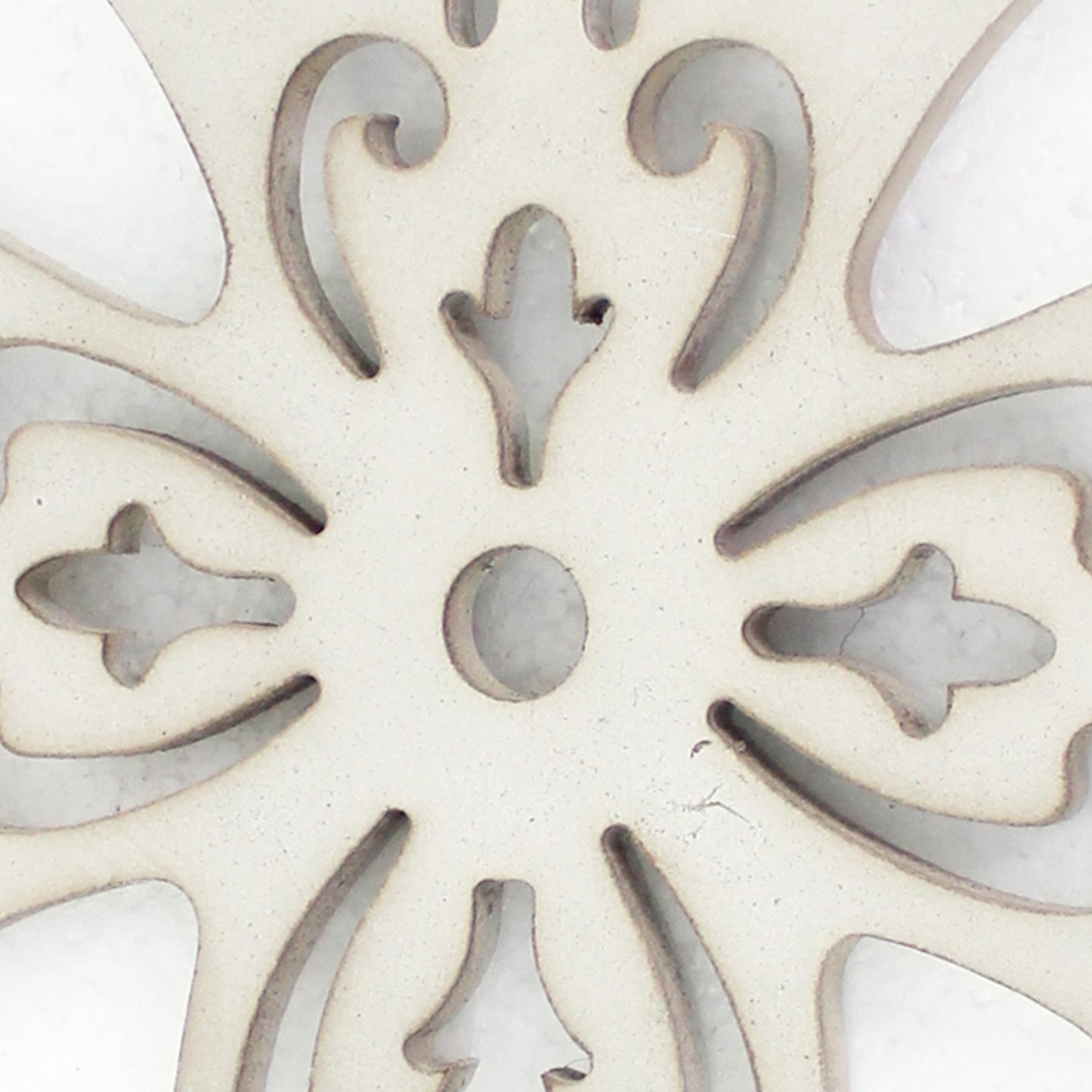 Cross Shaped Wooden Candle Holder With Scrolled Engravings White