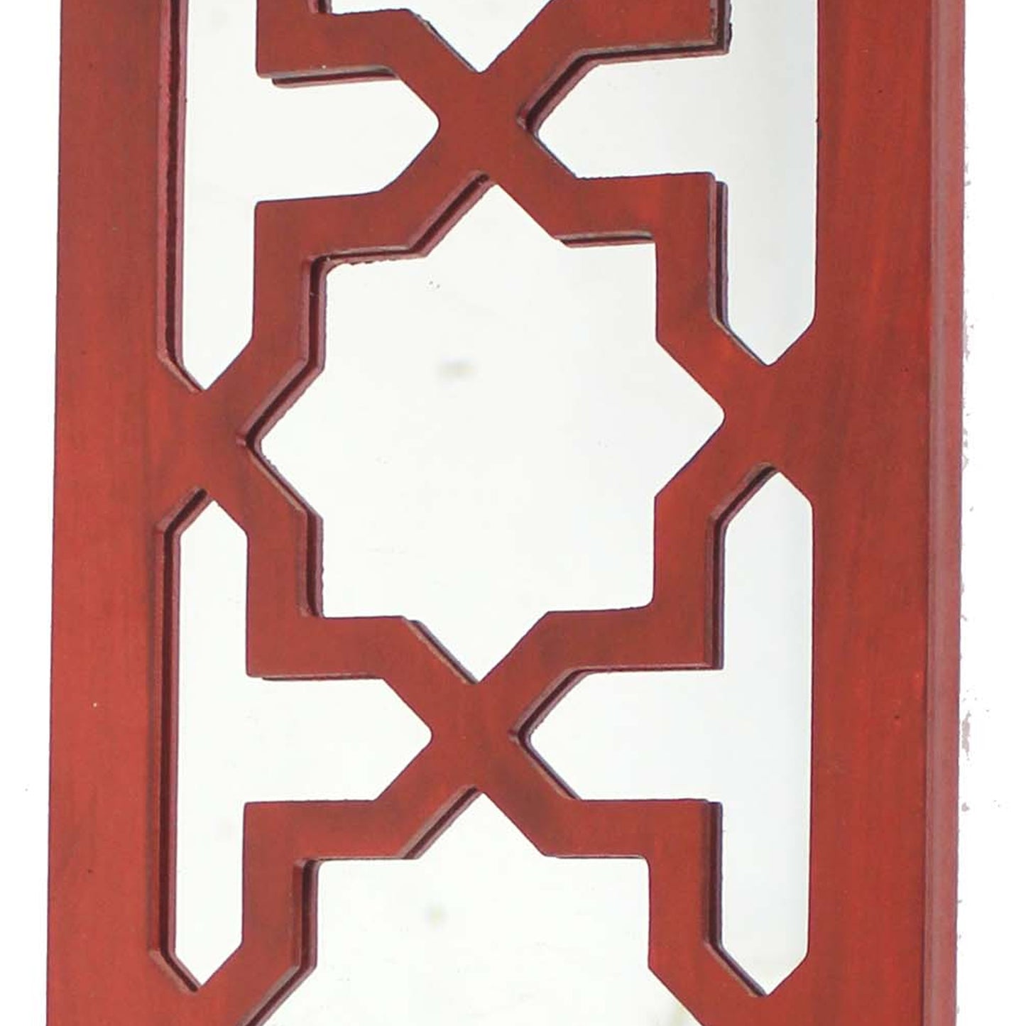 17 Inch Mirrored Wall Art Candle Holder Sconce Lattice Design Red