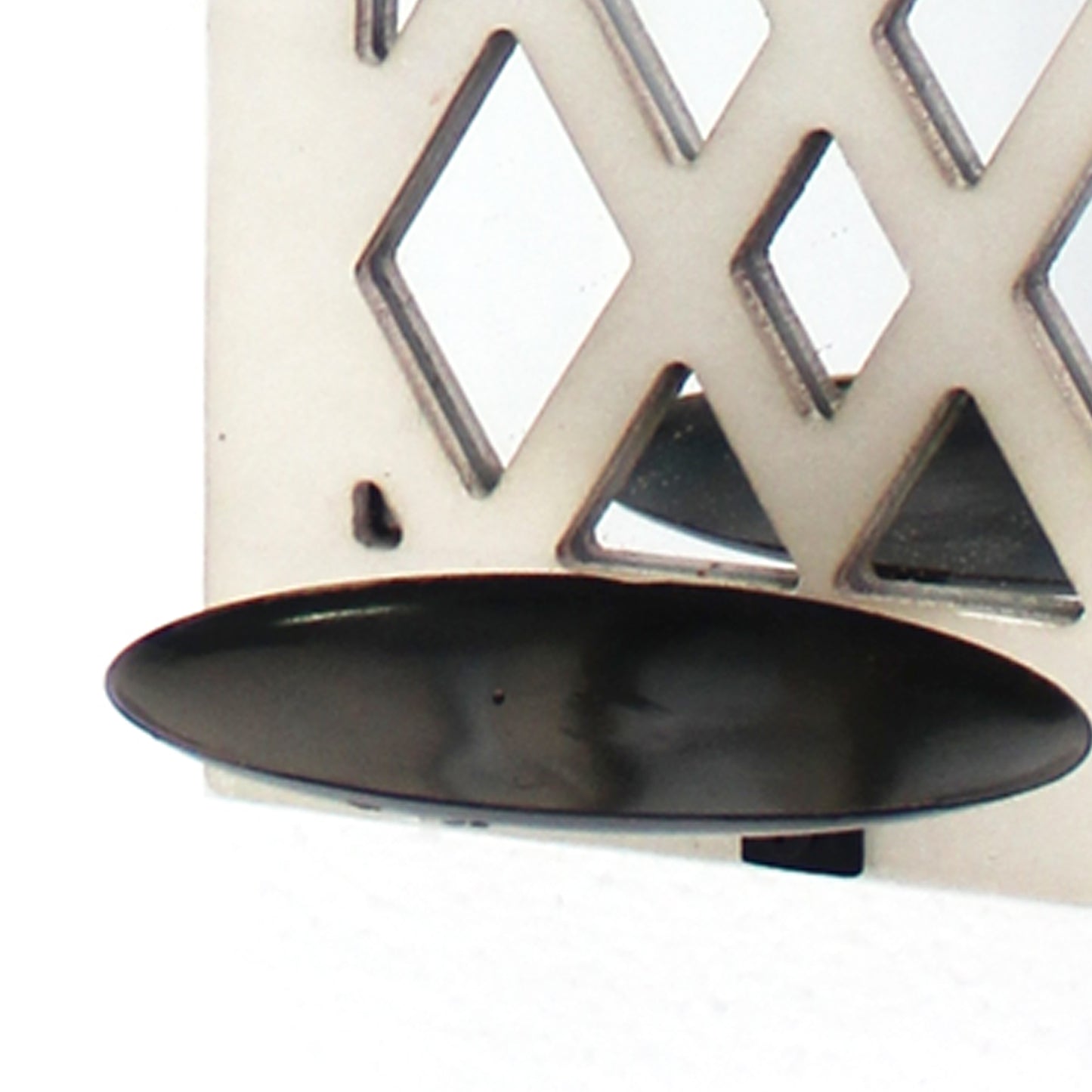 17 Inch Mirrored Wall Art Candle Holder Sconce Lattice Design White