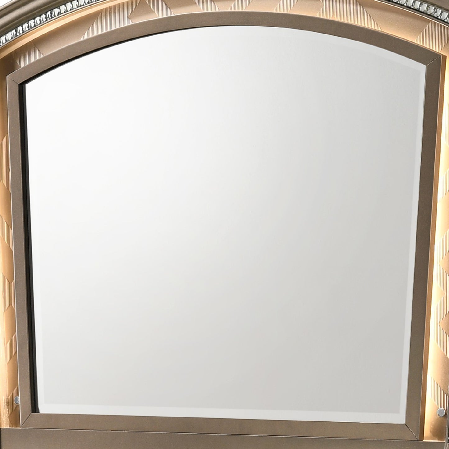 Transitional Wooden Arch Top Mirror With Molded Details Champagne Gold