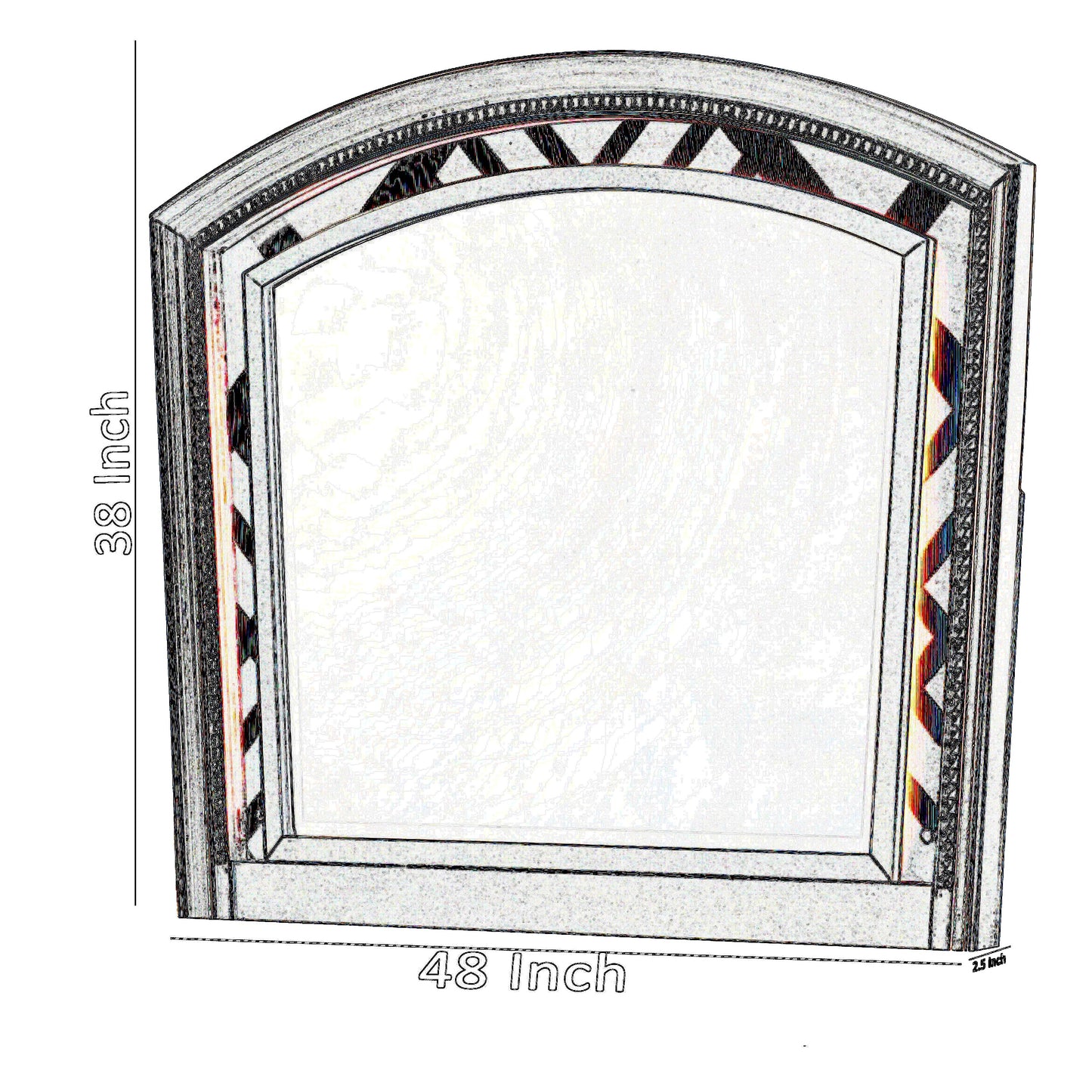 Transitional Wooden Arch Top Mirror With Molded Details Champagne Gold