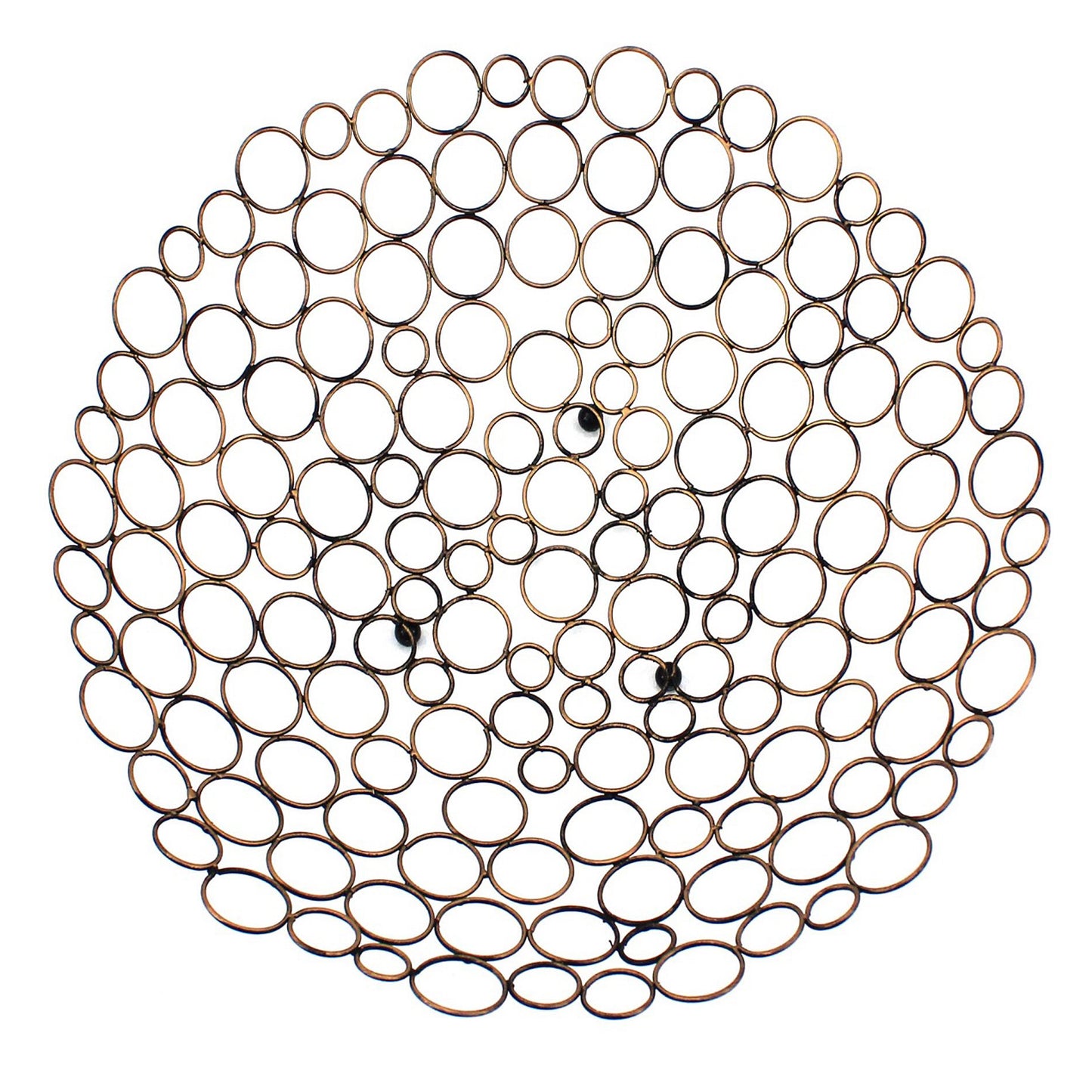 Decorative Metal Tray With Mesh Design And Ball Support Gold And Black