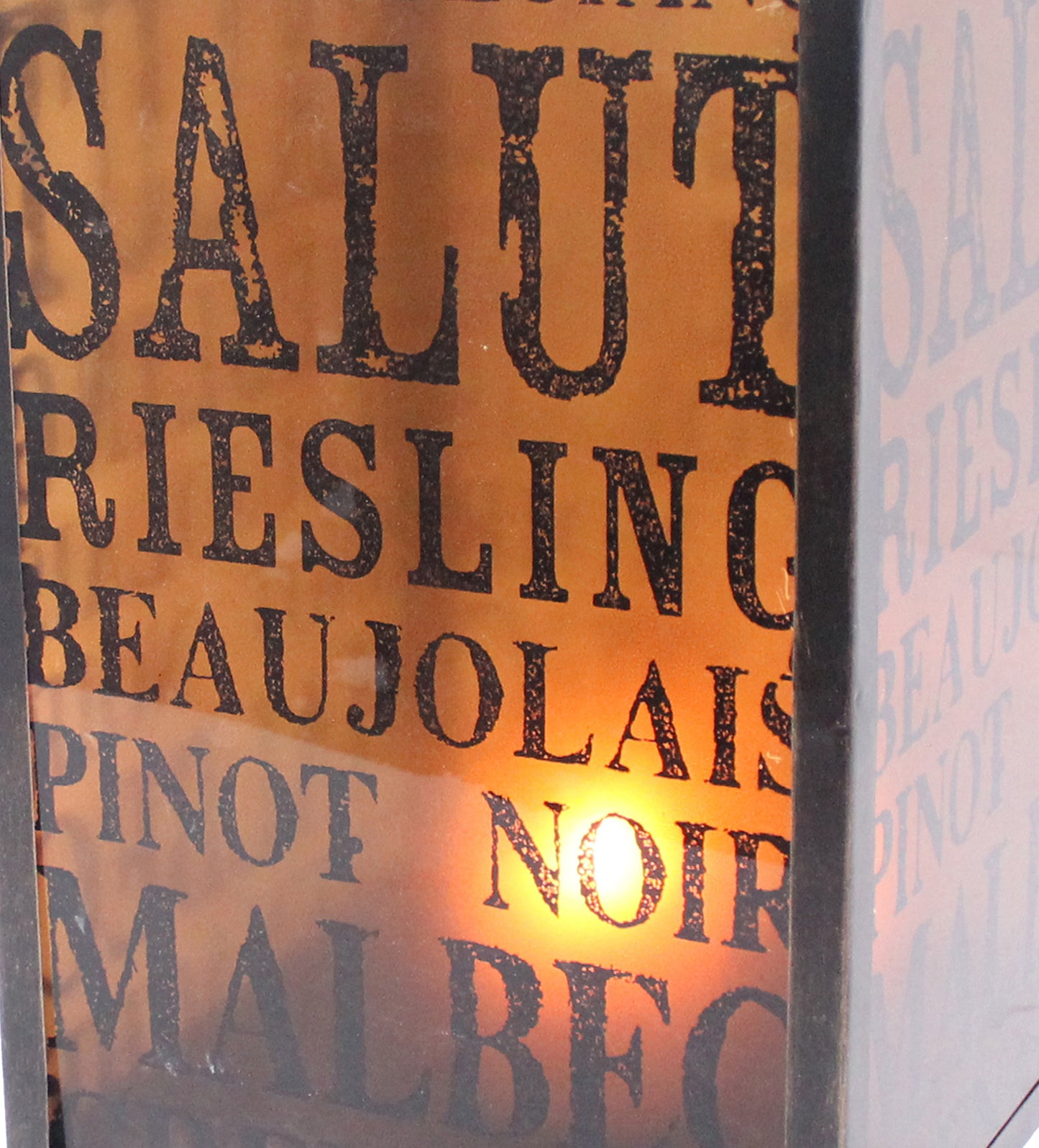 Cuboidal Metal And Glass Candleholder With Typography Black And Clear