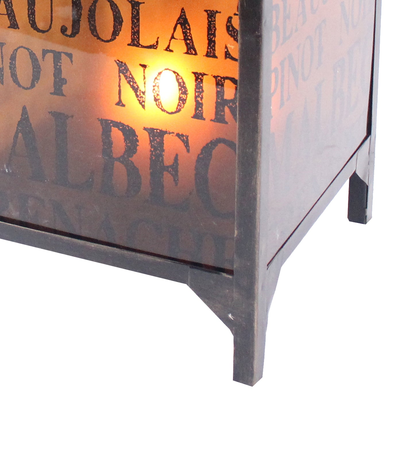 Cuboidal Metal And Glass Candleholder With Typography Black And Clear