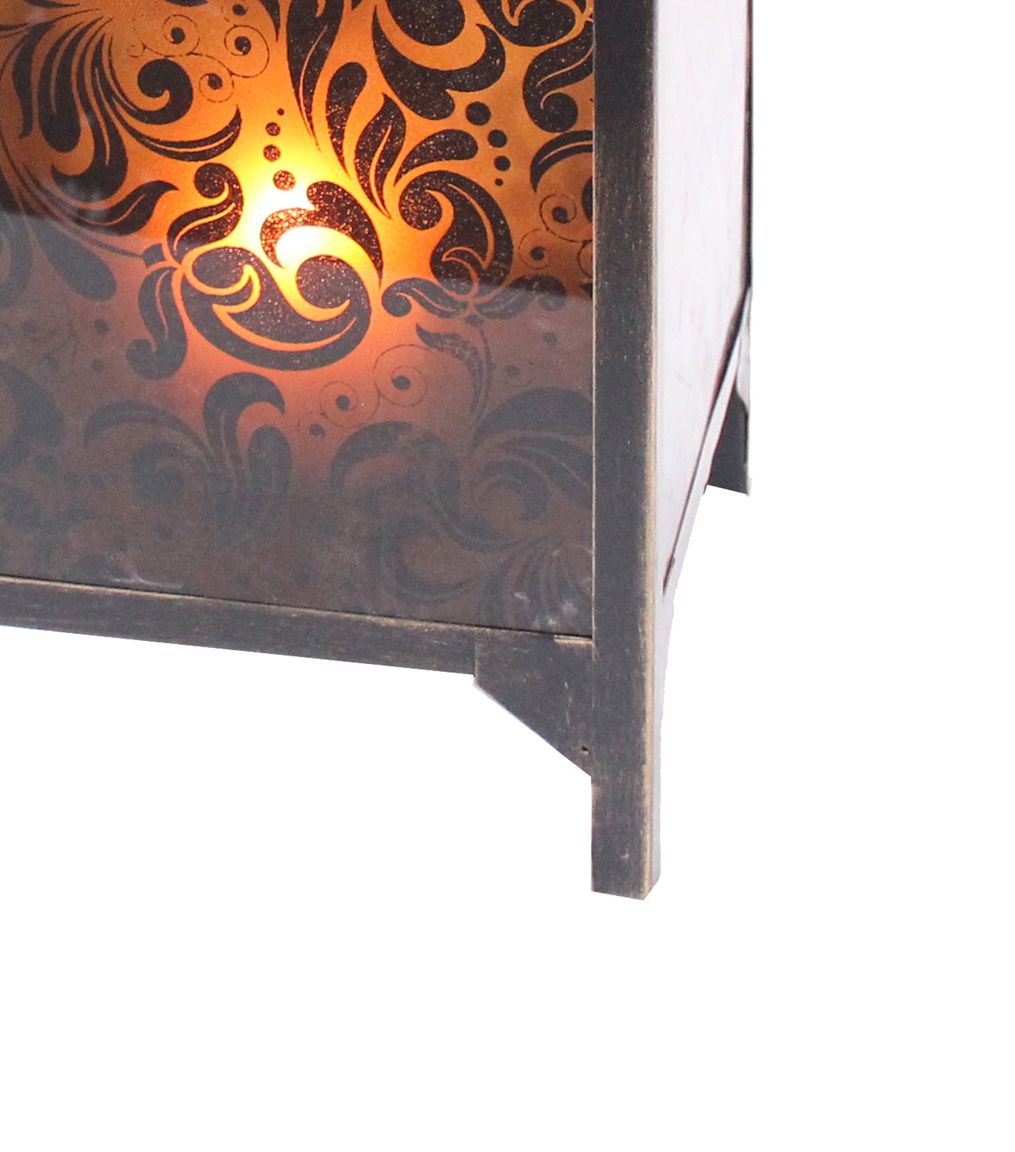 Cuboidal Metal And Glass Filigree Candleholder Black And Clear
