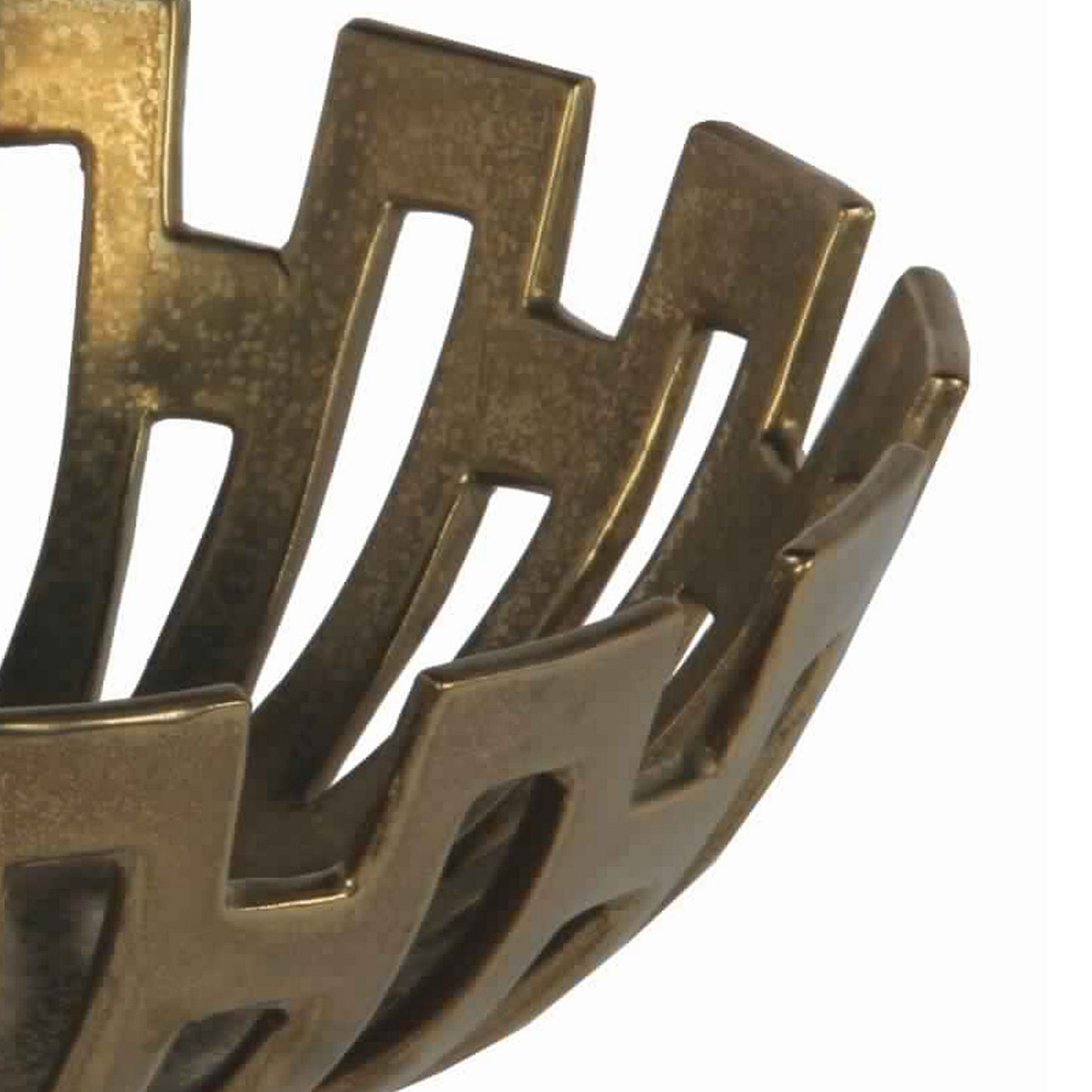 Metal Decorative Bowl With Geometric Design Small Gold