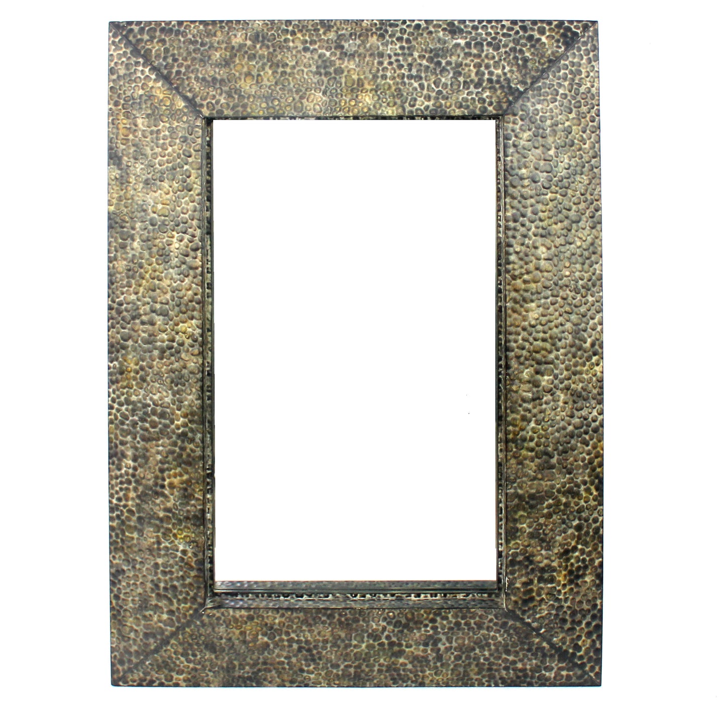 Rectangular Wall Mirror With Gravel Mosaic Border Brown