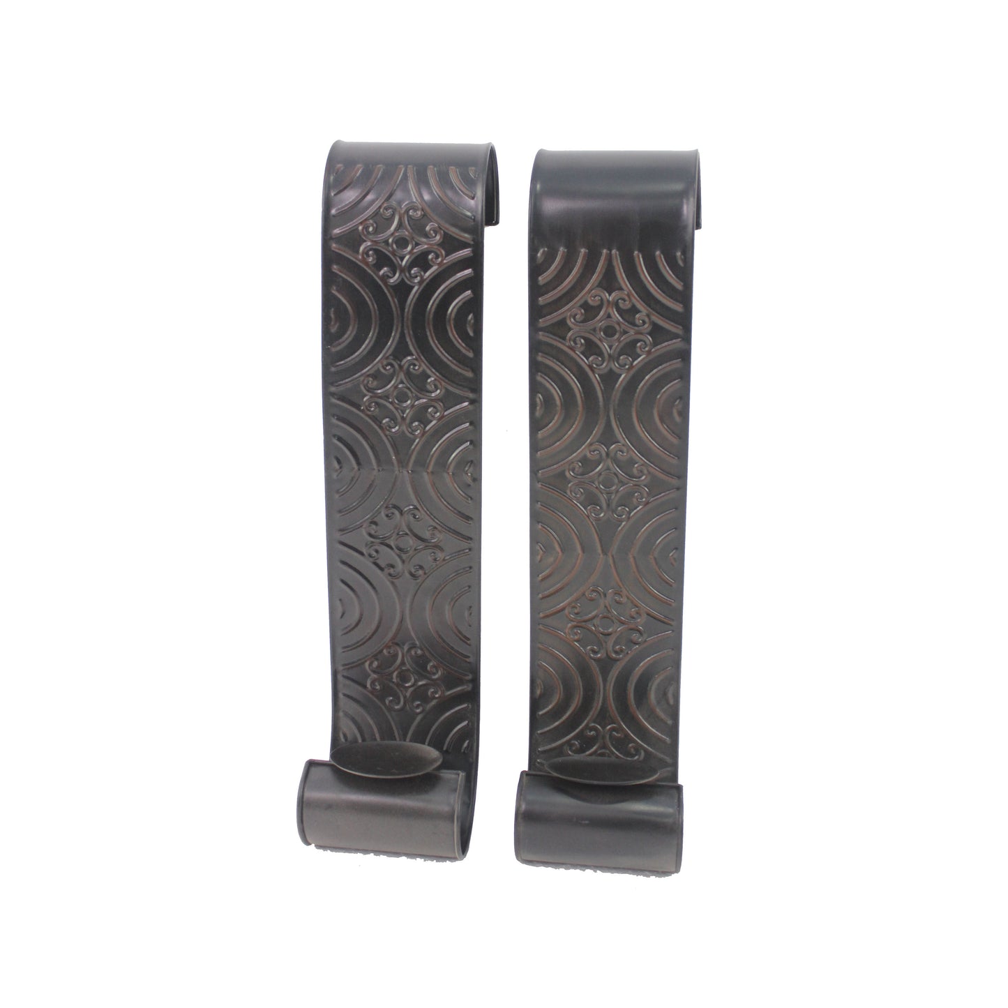 Metal Sconce Candle Holder With Embossed Intricate Carvings Bronze
