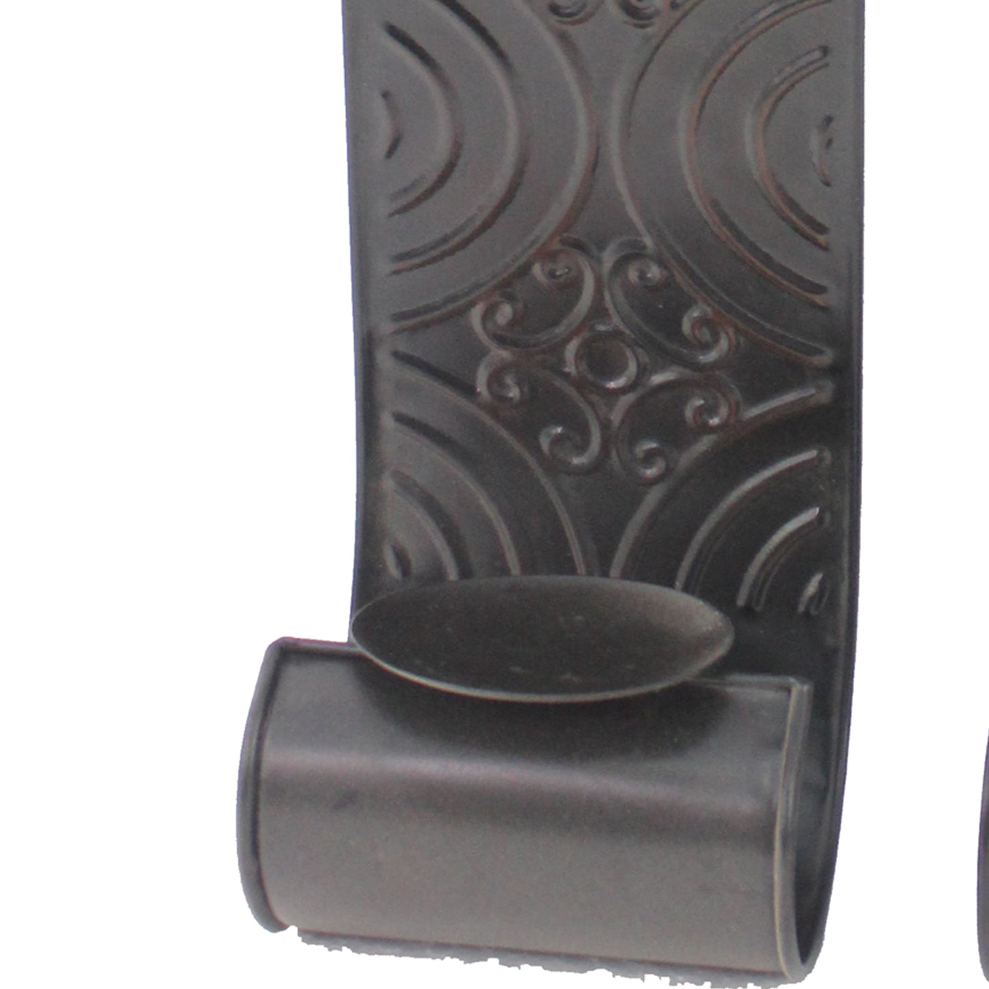 Metal Sconce Candle Holder With Embossed Intricate Carvings Bronze