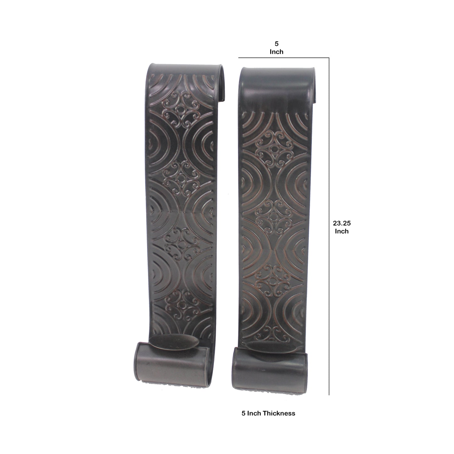 Metal Sconce Candle Holder With Embossed Intricate Carvings Bronze