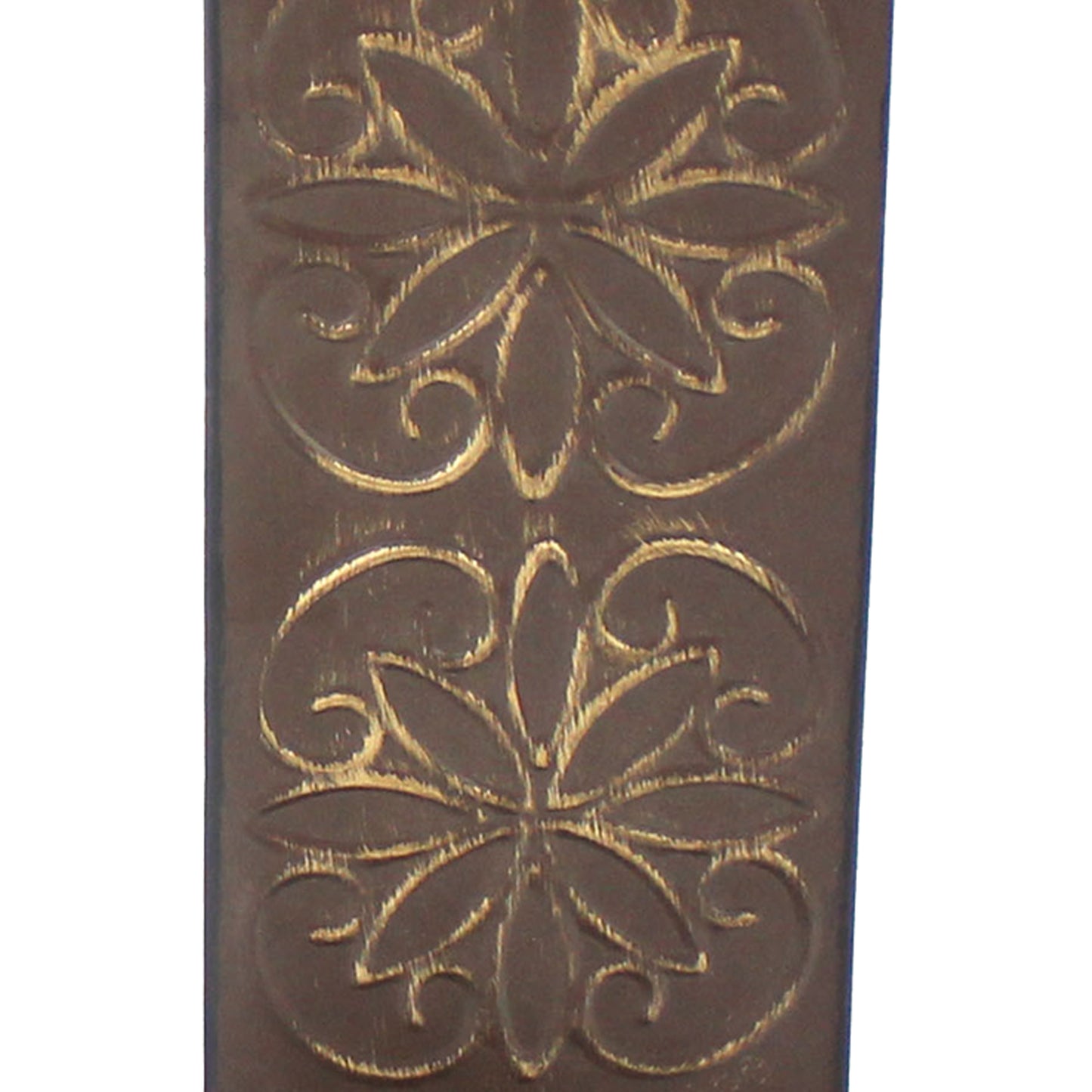 Metal Sconce Candle Holder With Embossed Intricate Carvings Brown