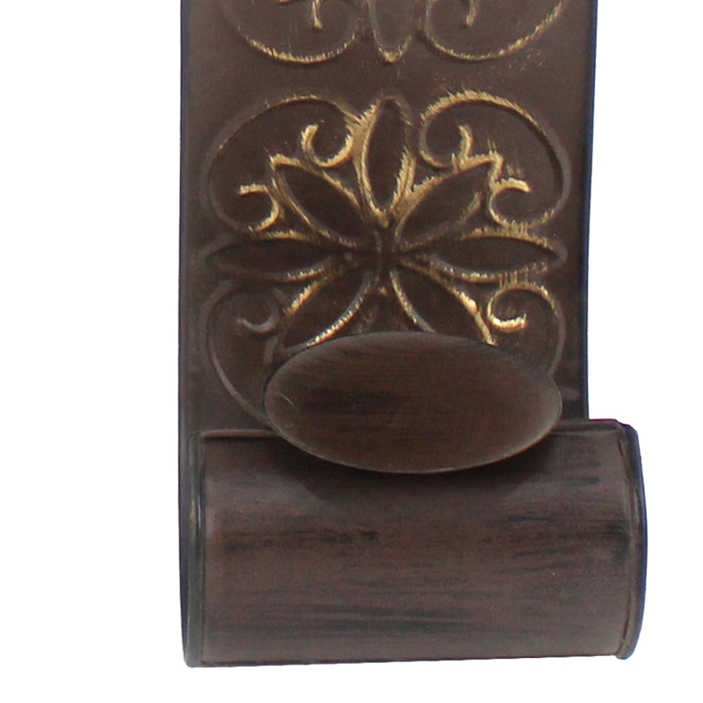 Metal Sconce Candle Holder With Embossed Intricate Carvings Brown