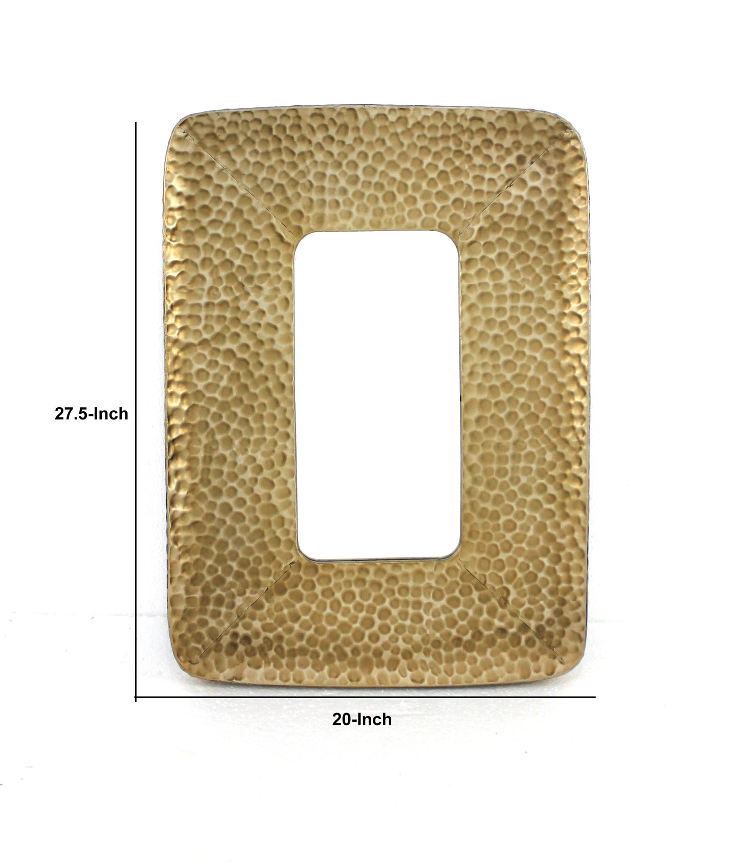 Farmhouse Style Rectangular Wall Mirror With Cobbly Frame Brown