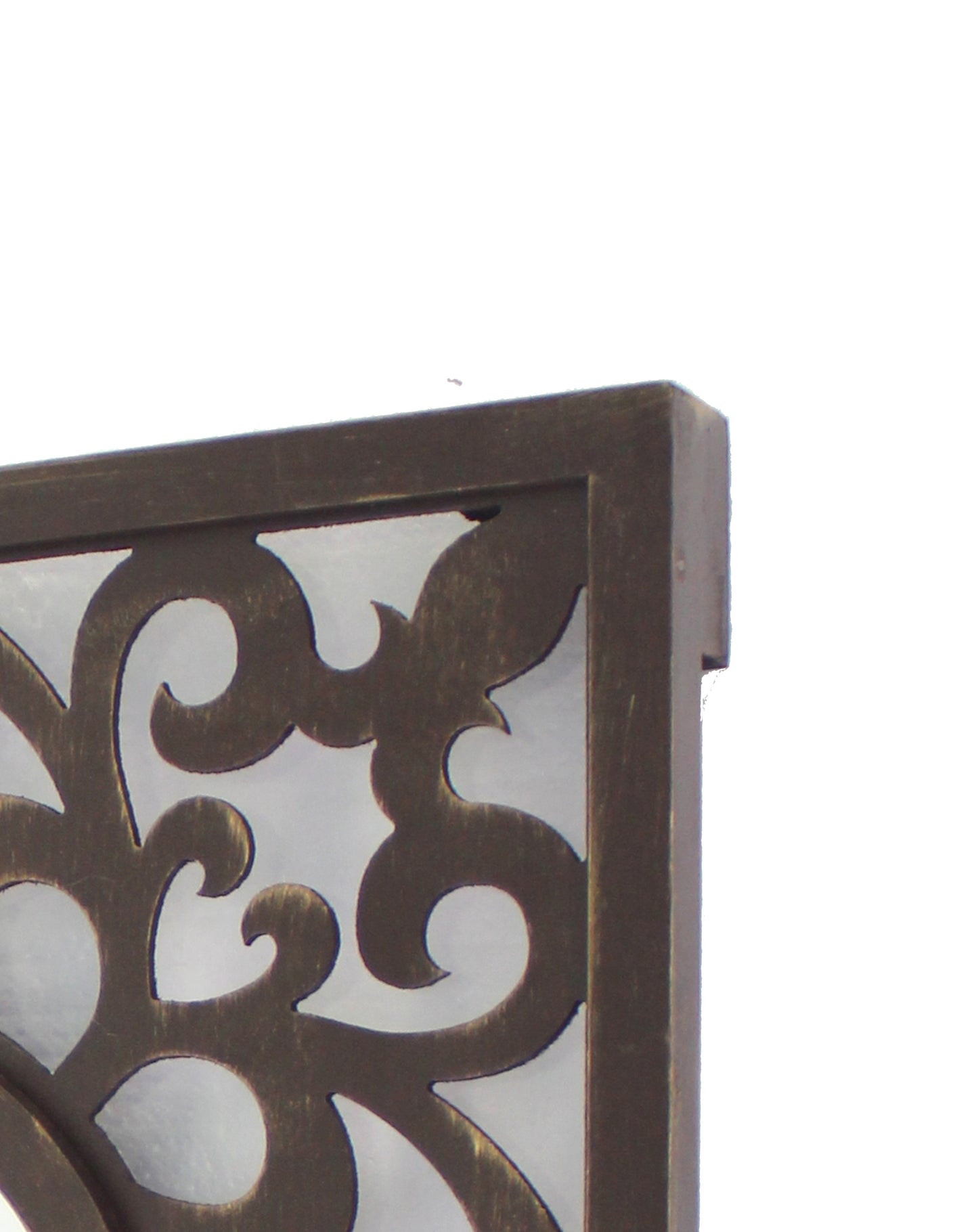 Wooden Frame Square Wall Mirror With Floral Cut Out Design Espresso