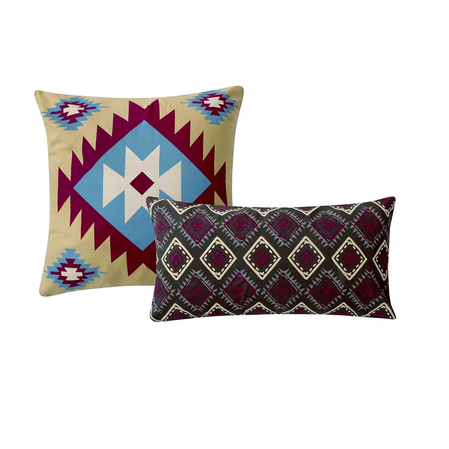 Tribal Print Twin Quilt Set With Decorative Pillows Multicolor