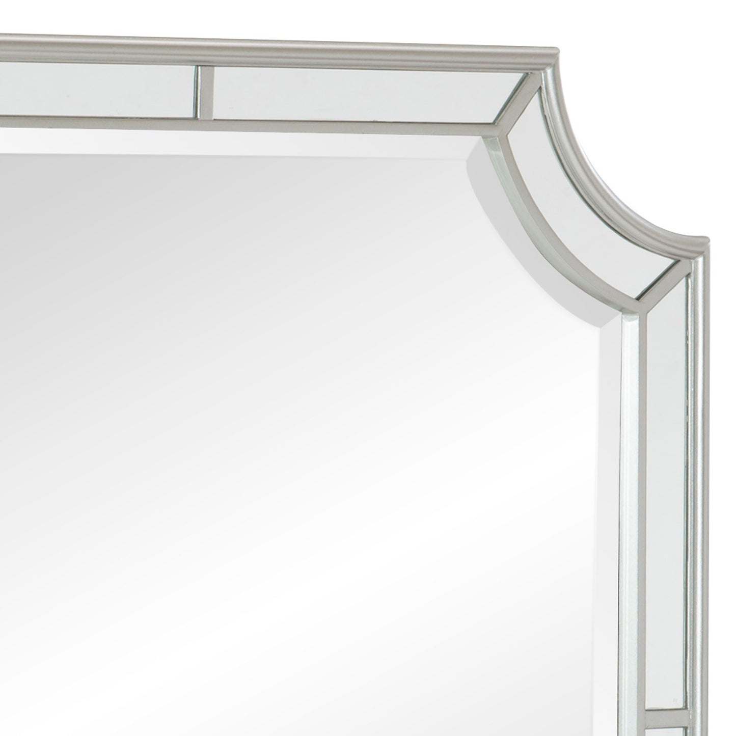Wooden Frame Mirror With Clipped Corners And Mirror Trim Silver