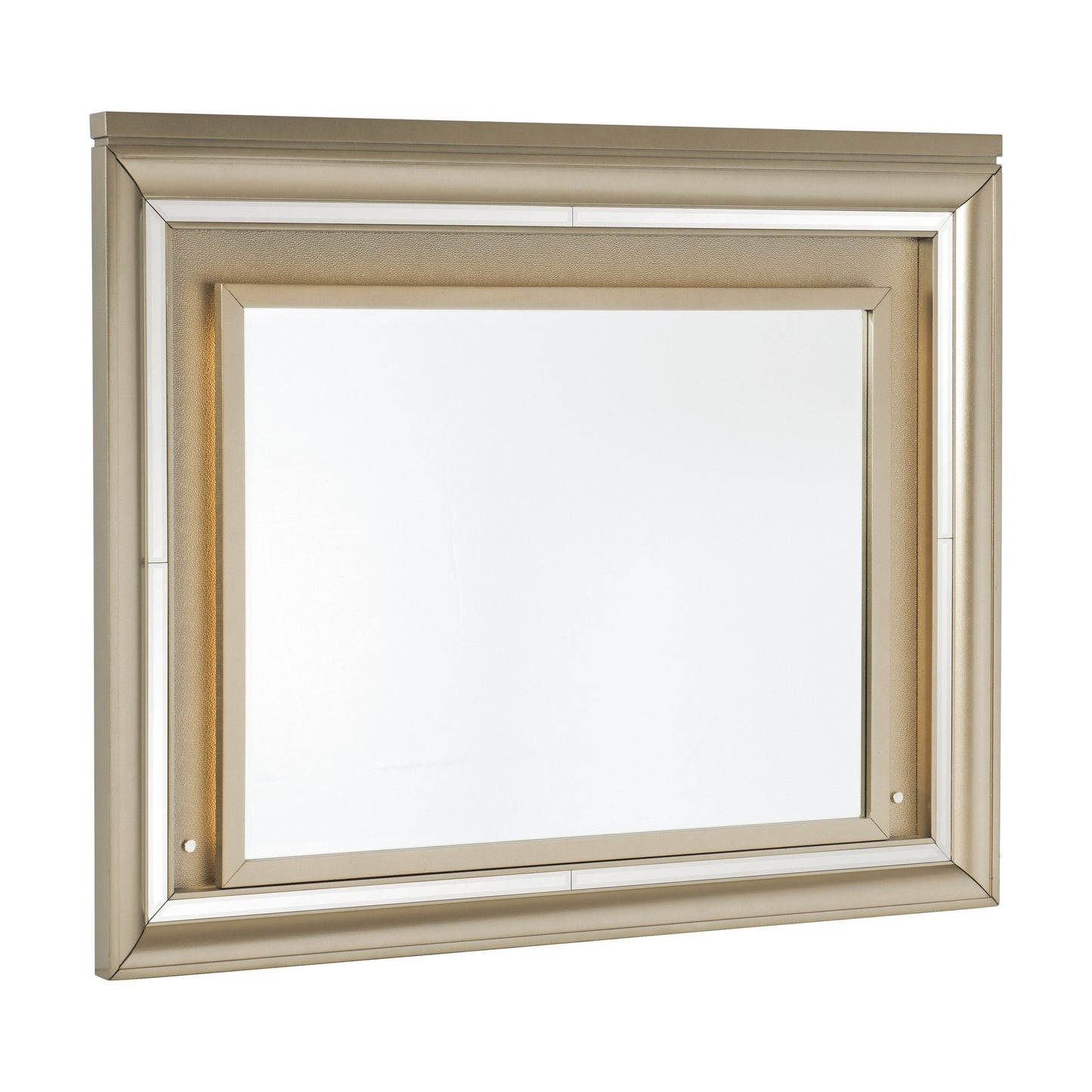 Wooden Frame Mirror With Led Light Champagne Gold And Silver