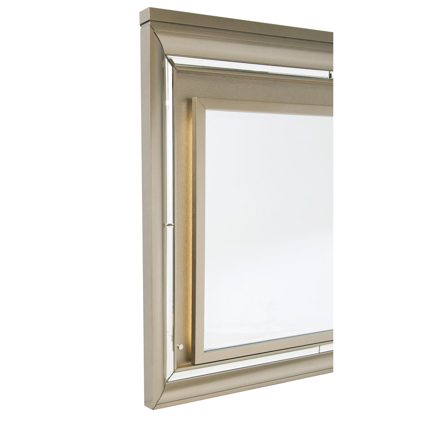 Wooden Frame Mirror With Led Light Champagne Gold And Silver