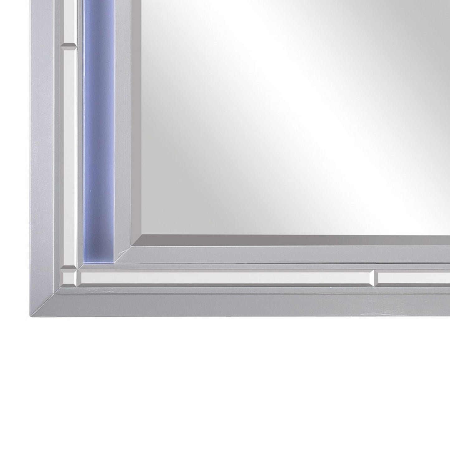 Contemporary Style Beveled Edge Mirror With Led Light Silver