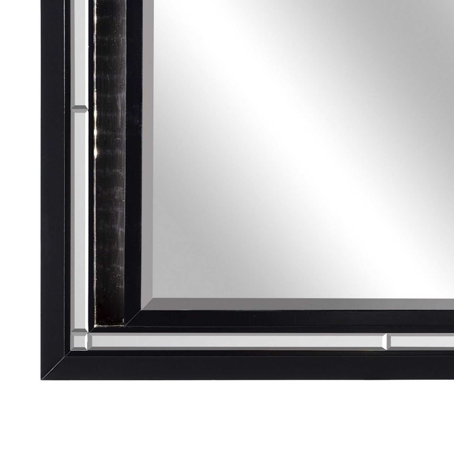 Contemporary Style Beveled Edge Mirror With Led Light Black And Silver
