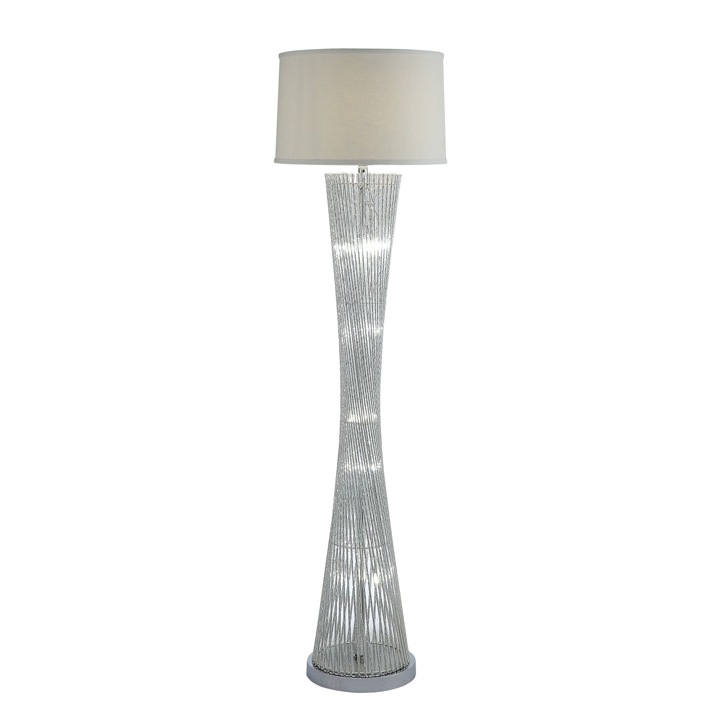 Hourglass Floor Lamp With Filament Styled Rods Structure Silver