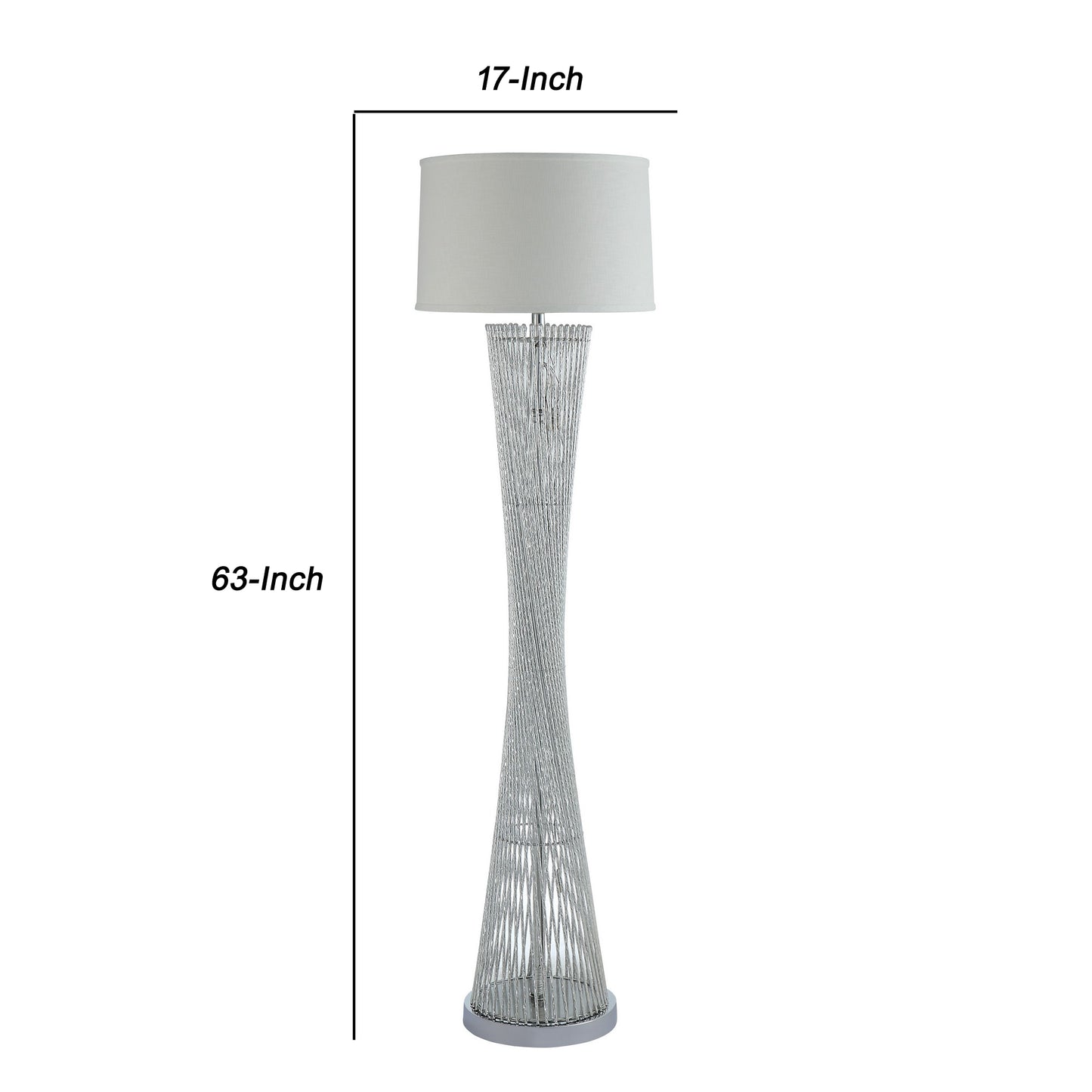 Hourglass Floor Lamp With Filament Styled Rods Structure Silver