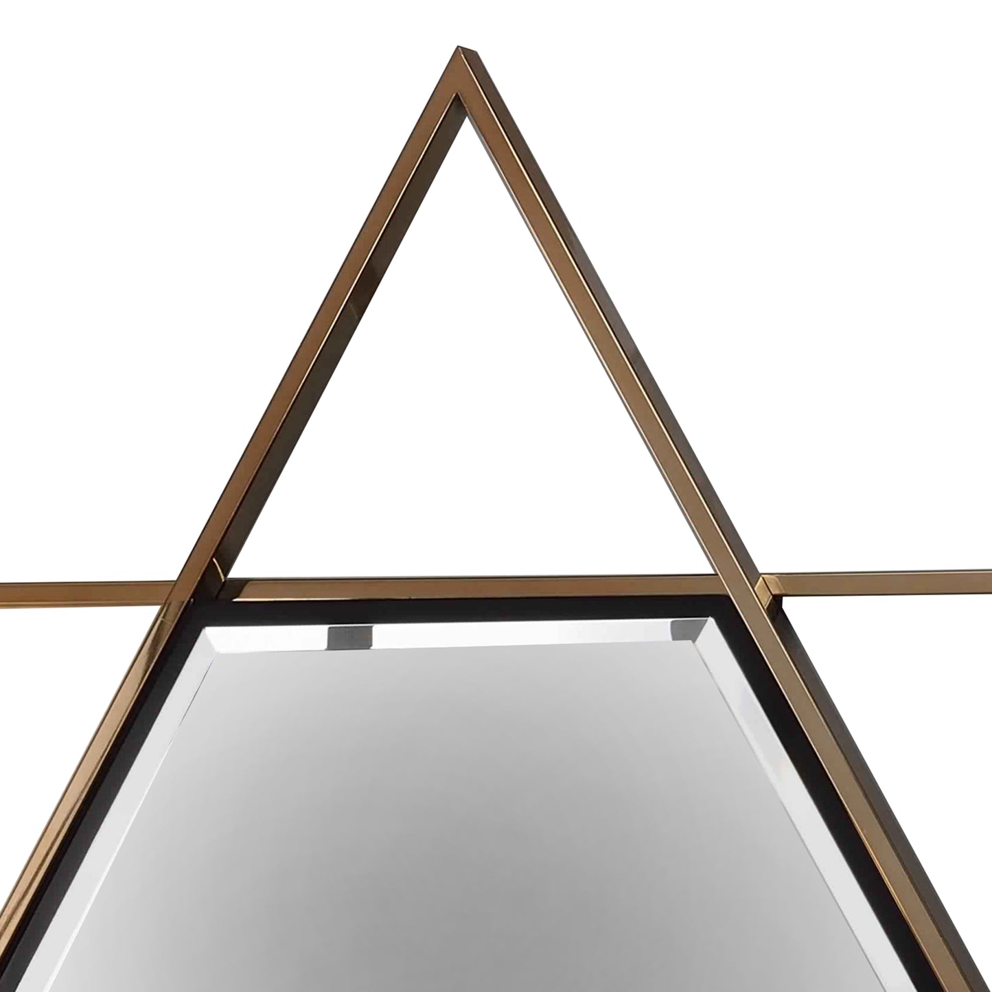 Hexagon Shaped Wall Mirror With Star Frame Champagne Gold