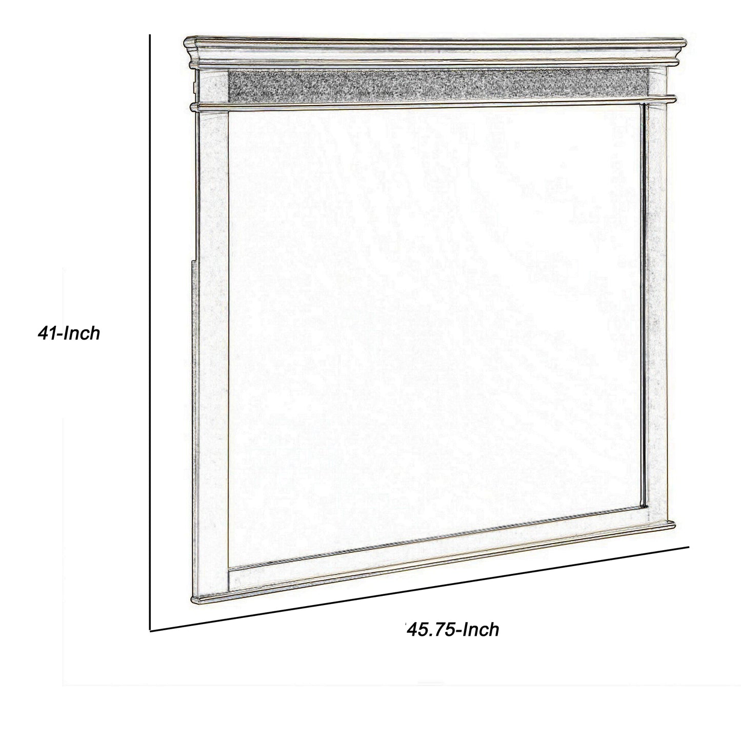 Rectangular Molded Wood Encased Mirror Champagne Silver