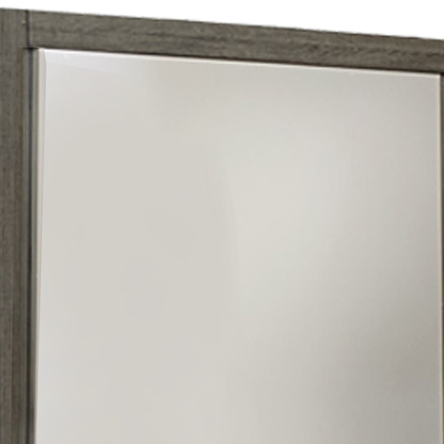 Rectangular Wood Encased Mirror With Grain Details Gray And Brown
